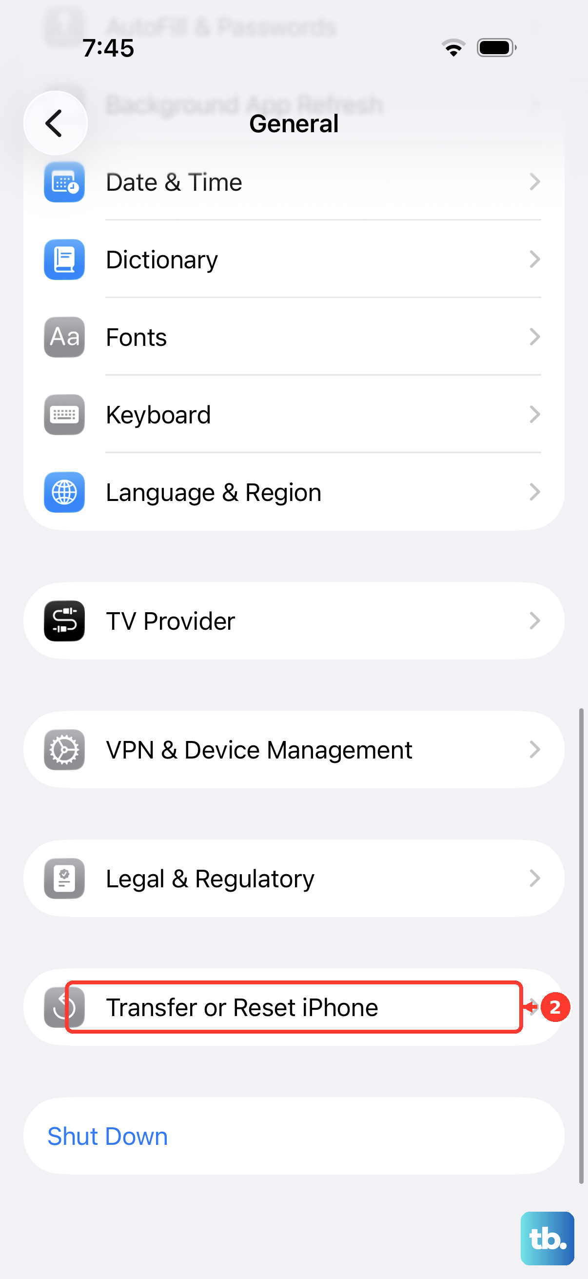 Open Settings > General and tap Transfer or Reset iPhone.