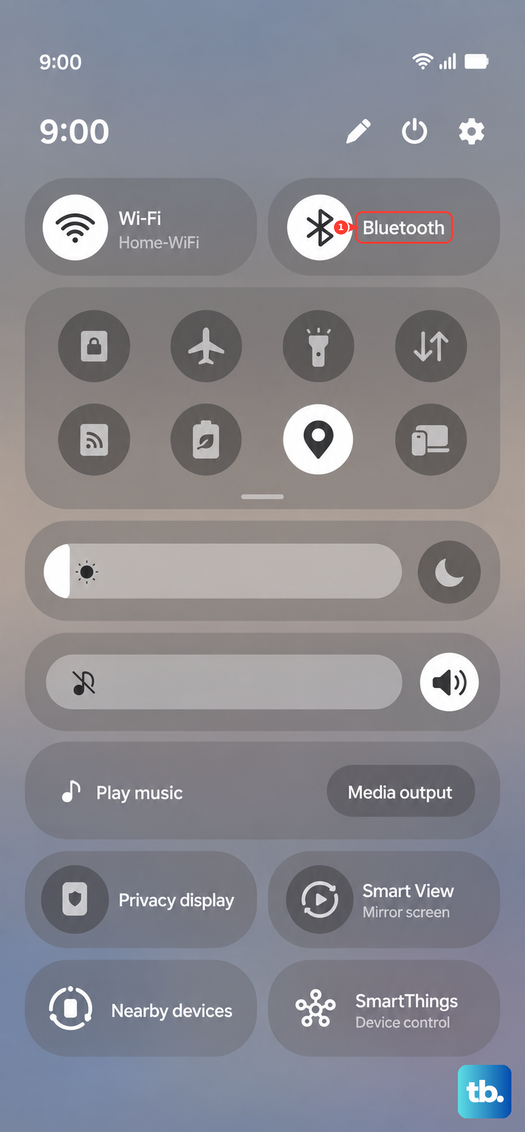 In the Quick settings panel, tap Bluetooth (Samsung One UI).