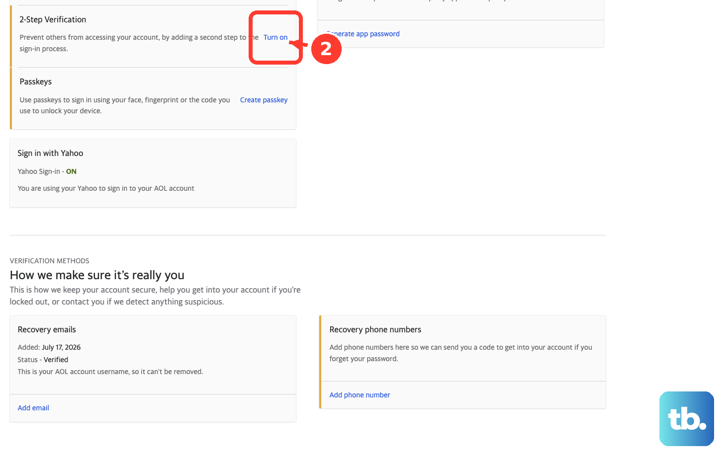 2-Step Verification is switched on from Account Security.