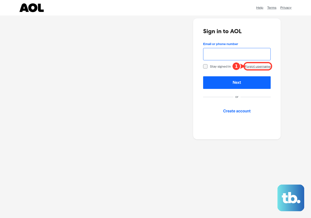 From AOL sign-in, open the Sign-in Helper to begin account recovery.