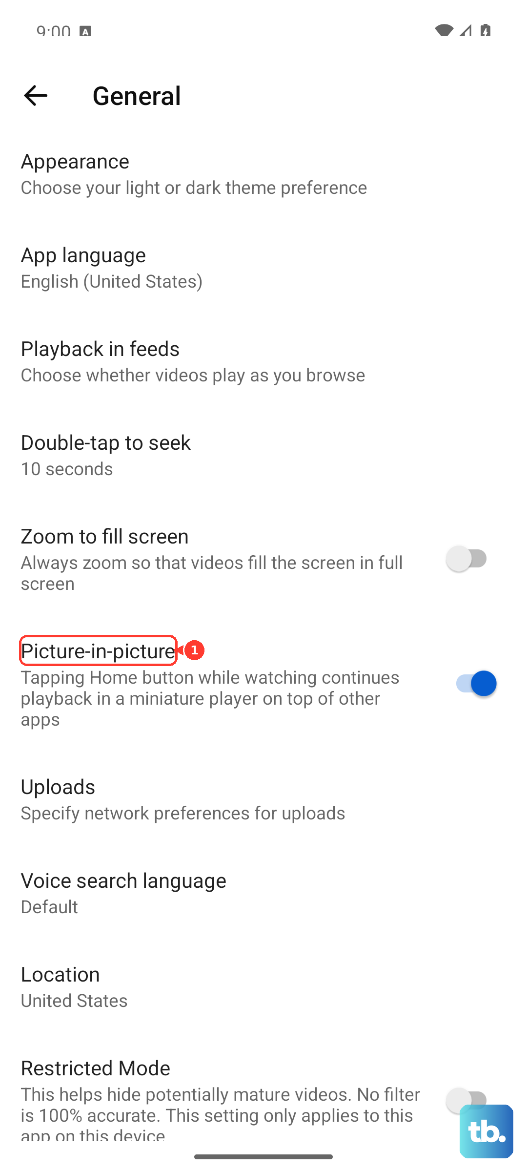 In the YouTube app, go to Settings > General and turn Picture-in-picture on or off.