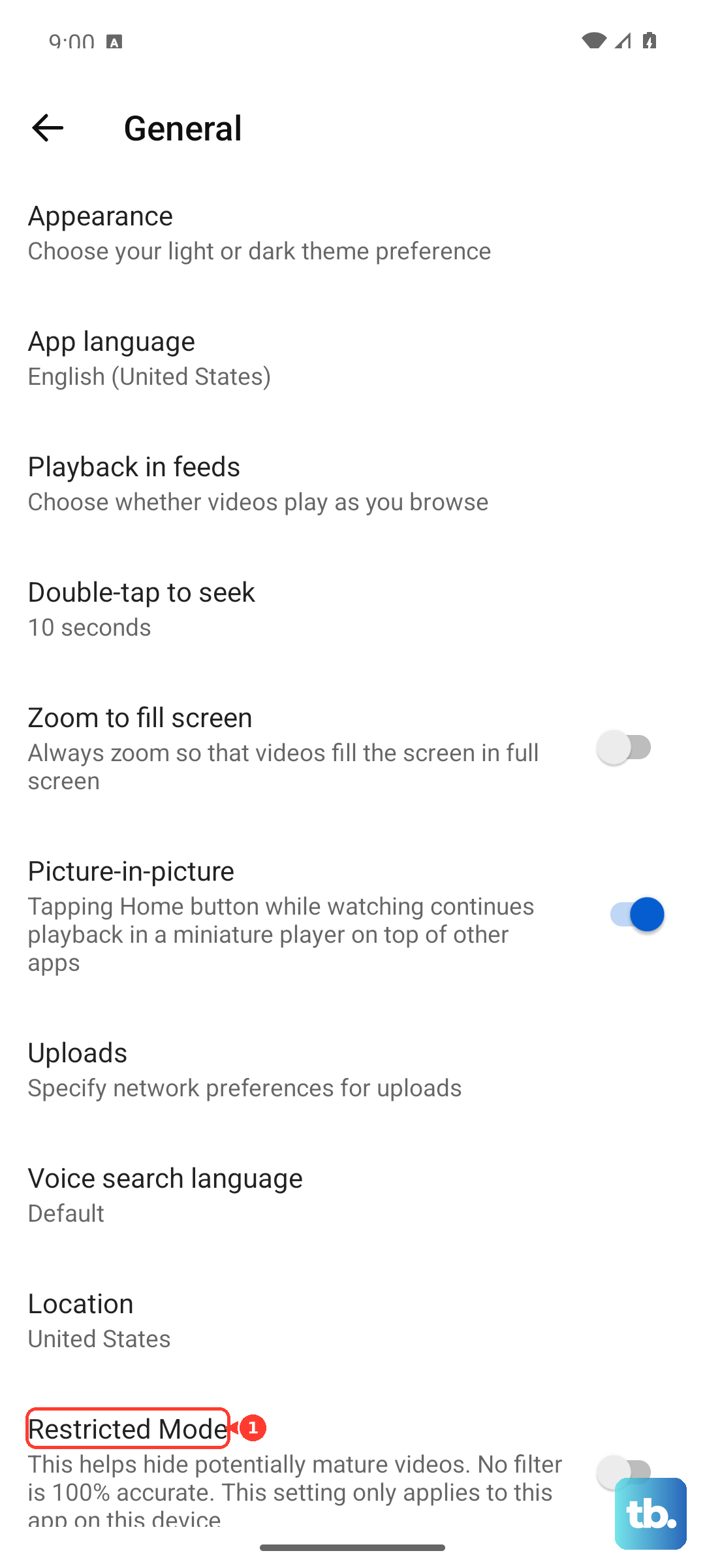 In the YouTube app, go to Settings > General and turn Restricted Mode on or off.