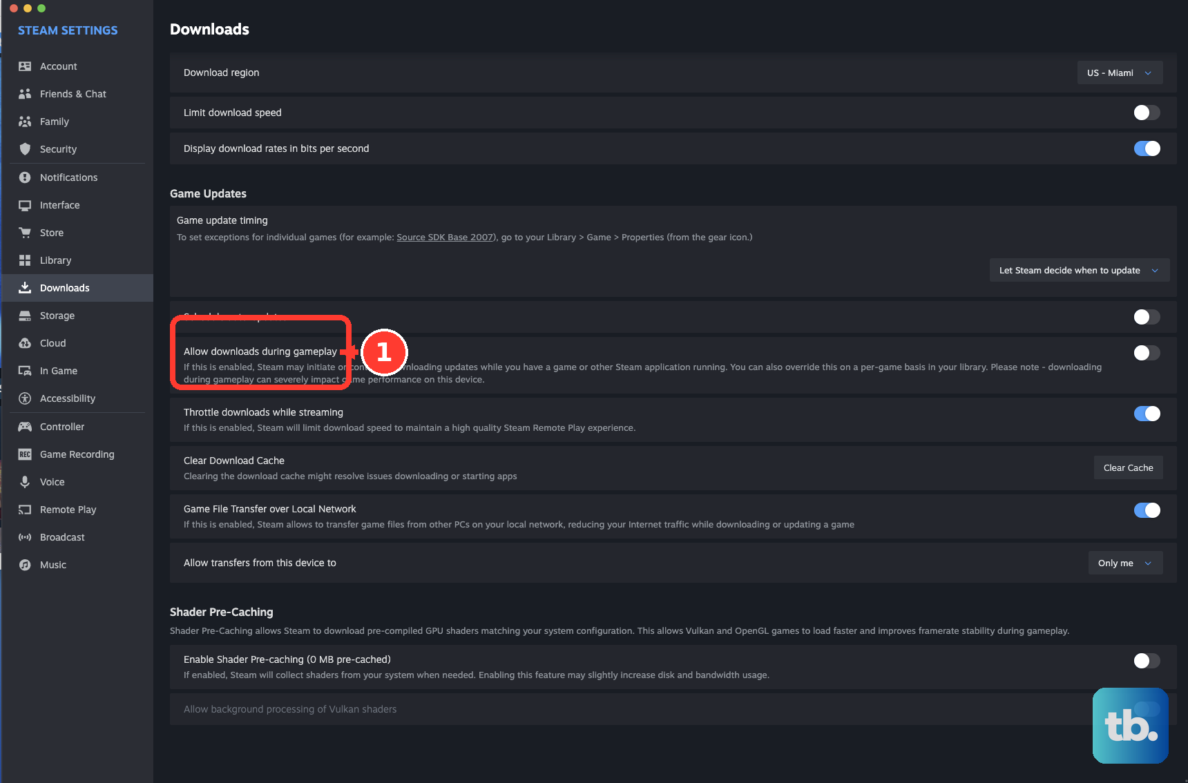 Allow downloads during gameplay is a switch in Steam Settings > Downloads.