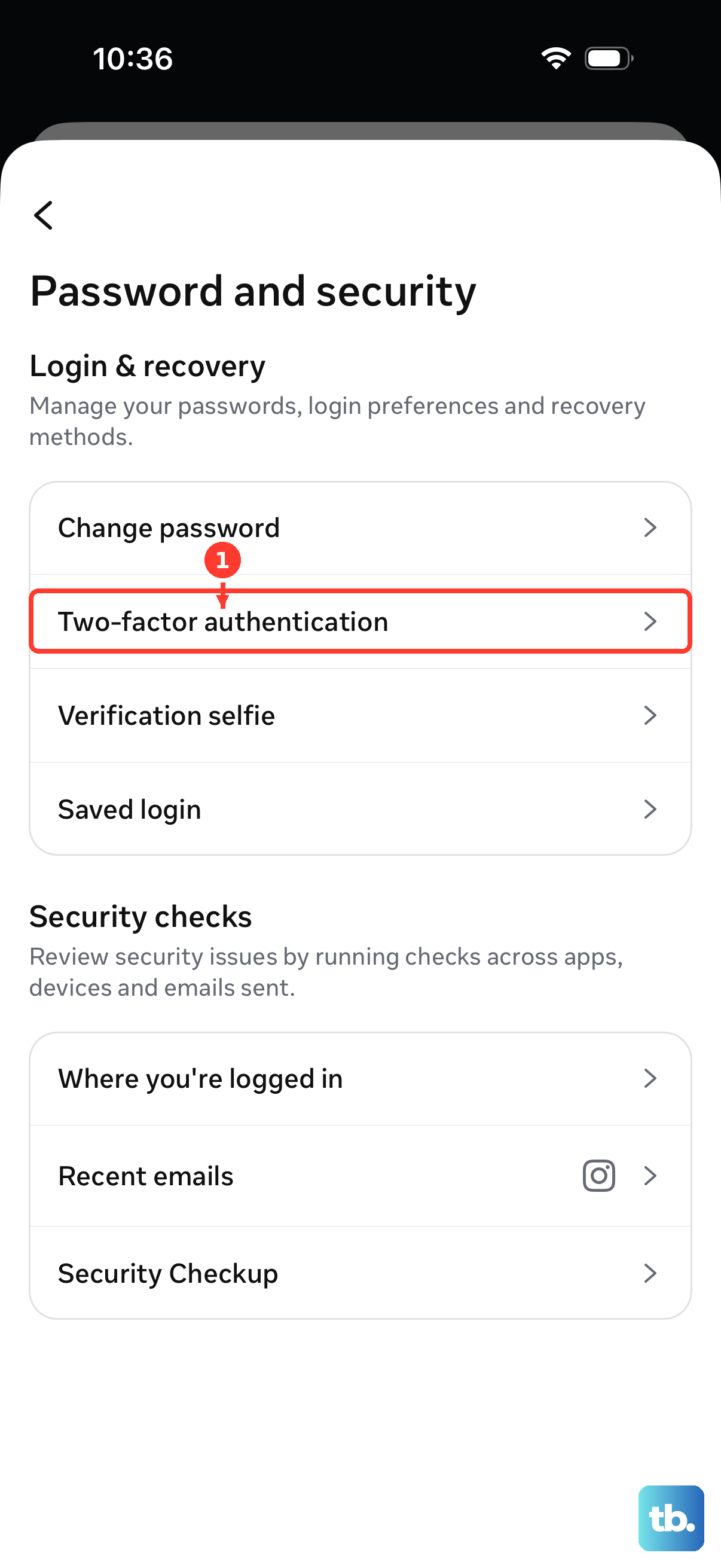 Two-factor authentication is under Password and security.