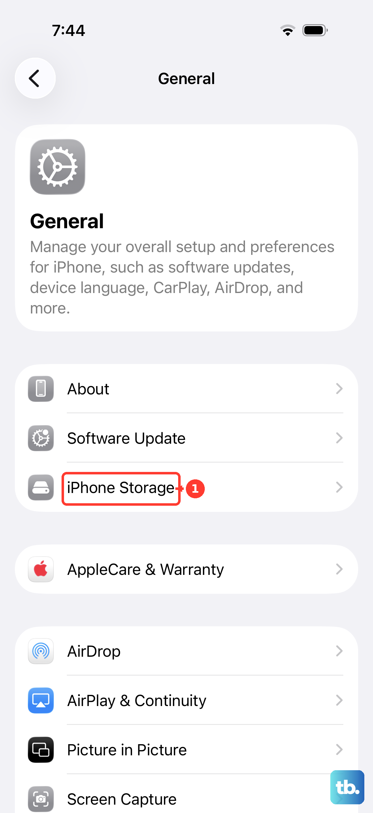 Open Settings > General and tap iPhone Storage.