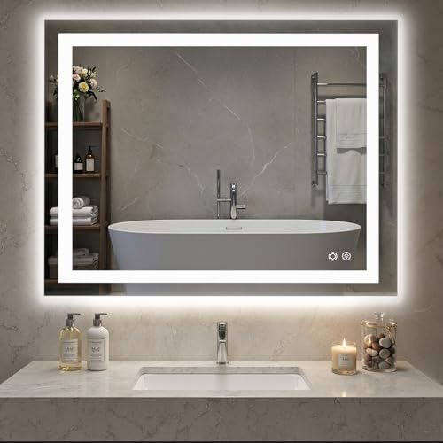 NEWBULIG Smart Anti-Fog LED Bathroom Mirror with Front Light &