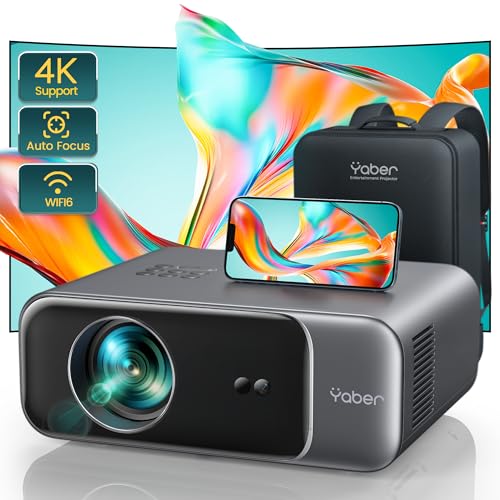 [Auto Focus/4K Support] Projector with WiFi 6 and Bluetooth 5.2