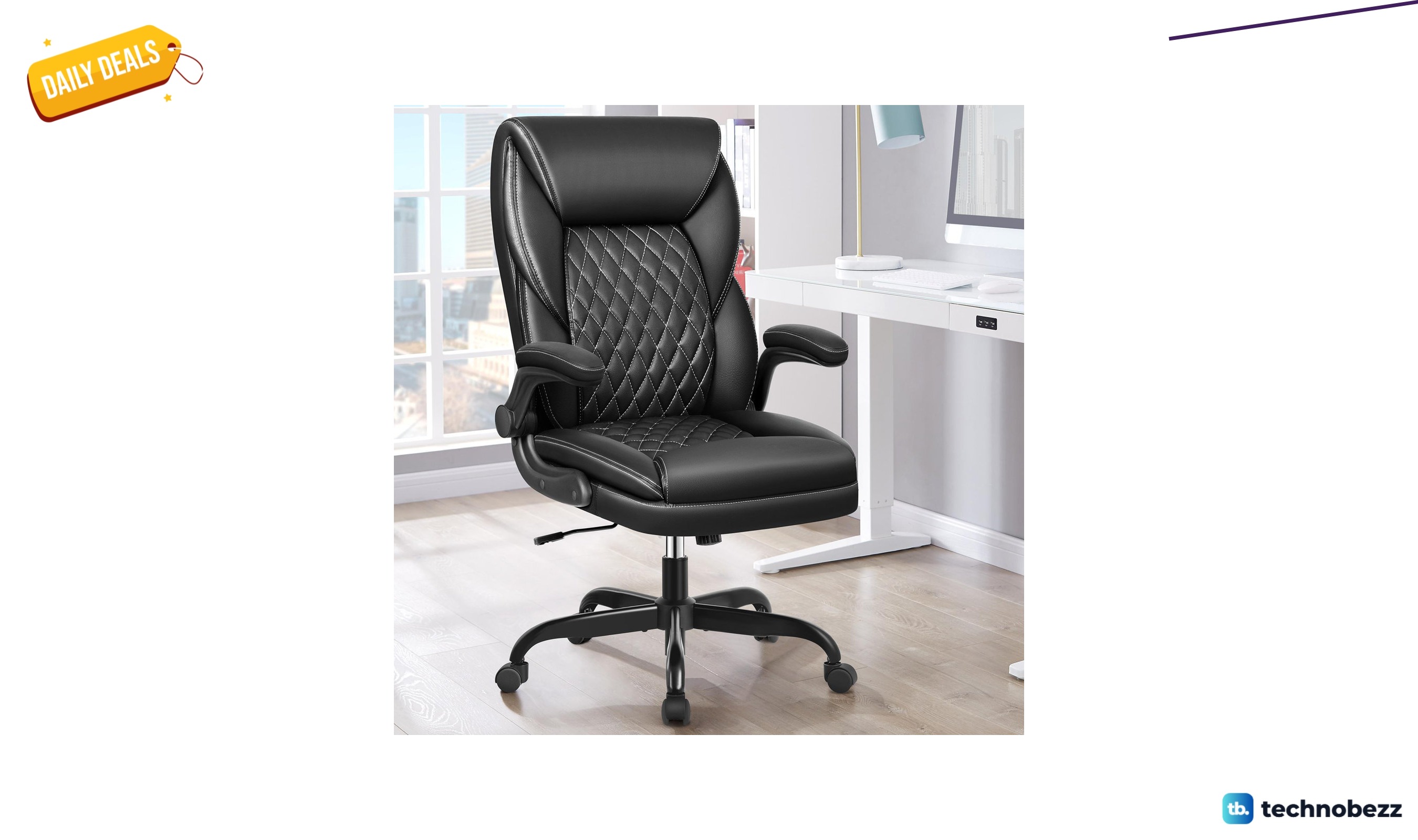 Latitude Run Marama ergonomic leather office chair with flip-up armrests for $135.99 at Wayfair