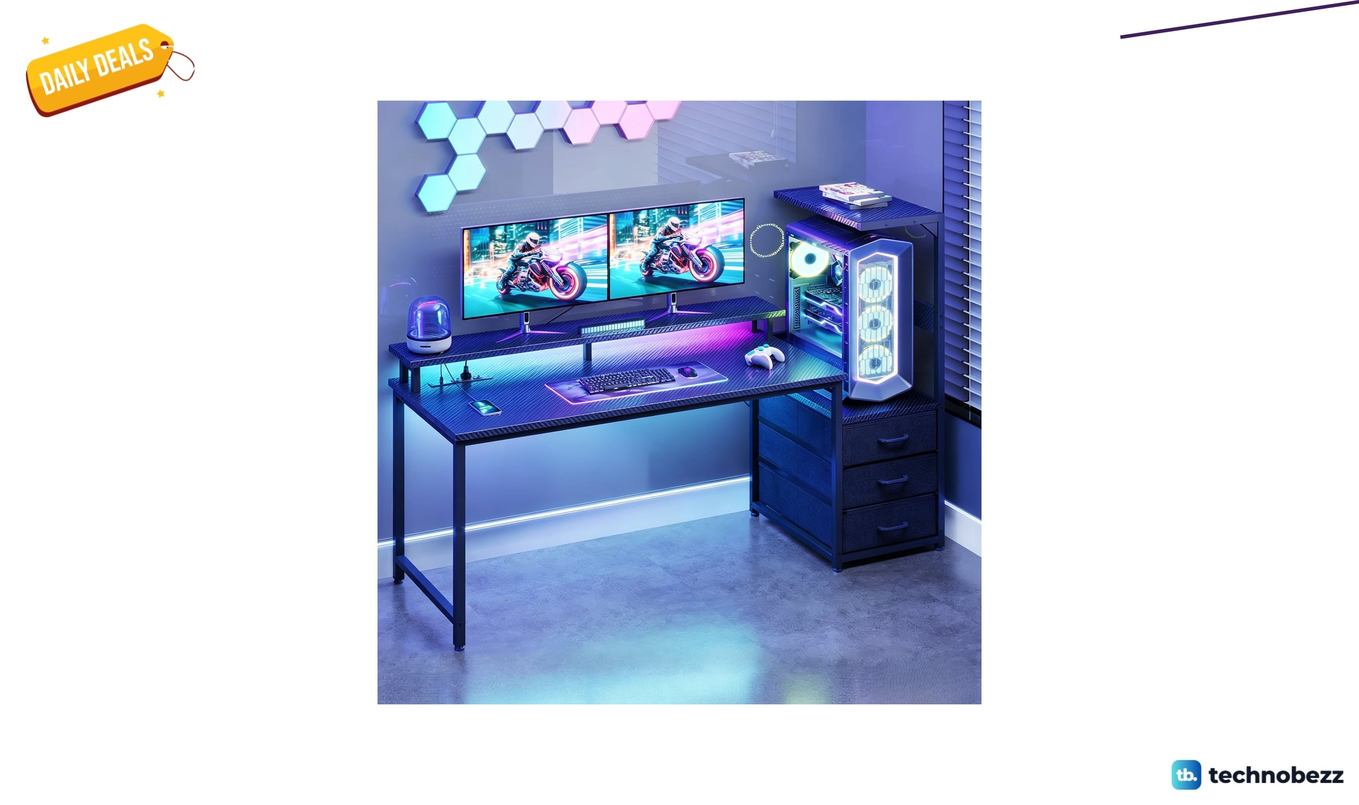 Wrought Studio Nellie gaming desk with monitor shelf for $109.99 at Wayfair