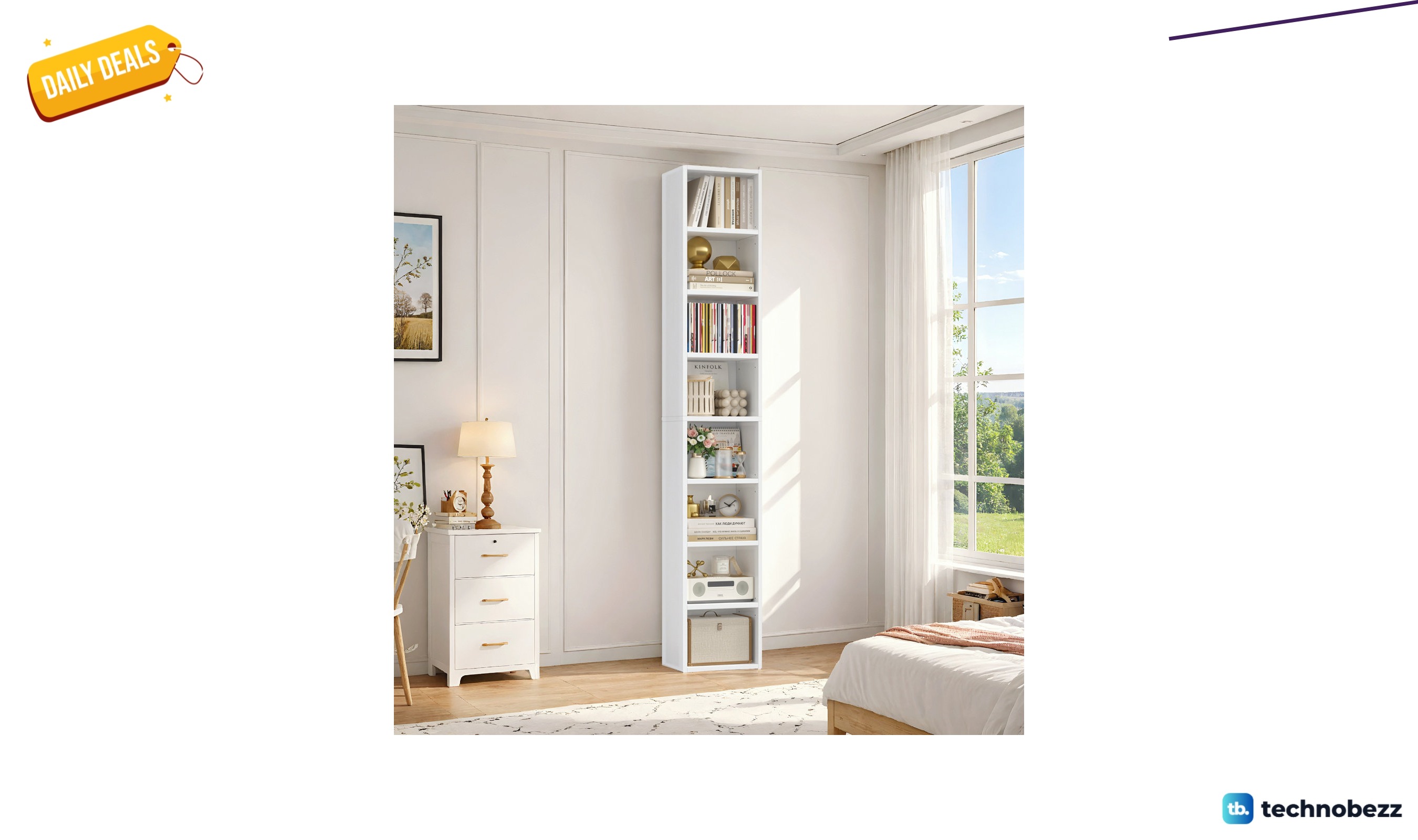 Millwood Pines Gracyn 72-inch narrow eight-tier bookcase with adjustable shelves for $91.99 at Wayfair