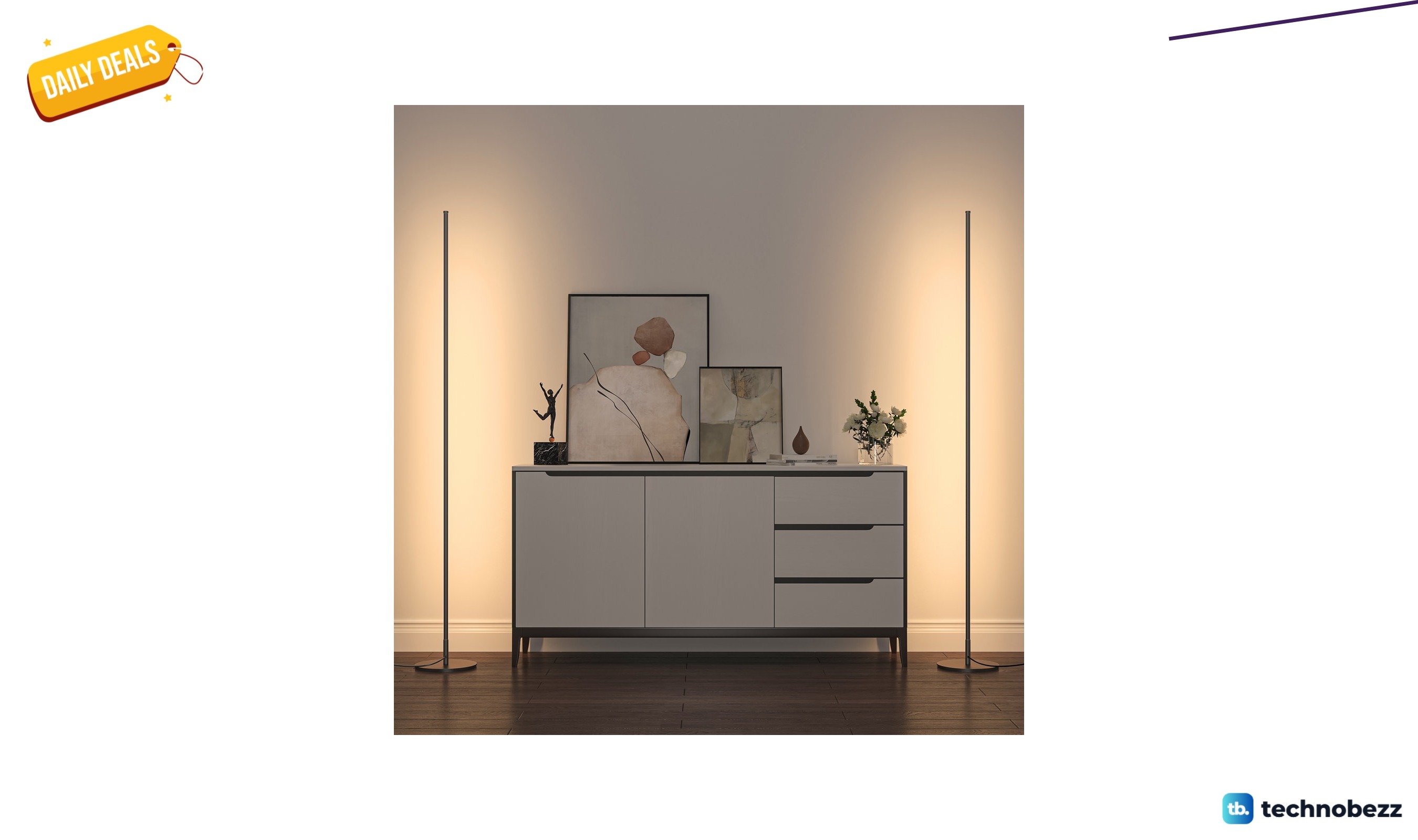 Wade Logan Hedden dimmable LED corner floor lamp set with remote for $89.99 at Wayfair
