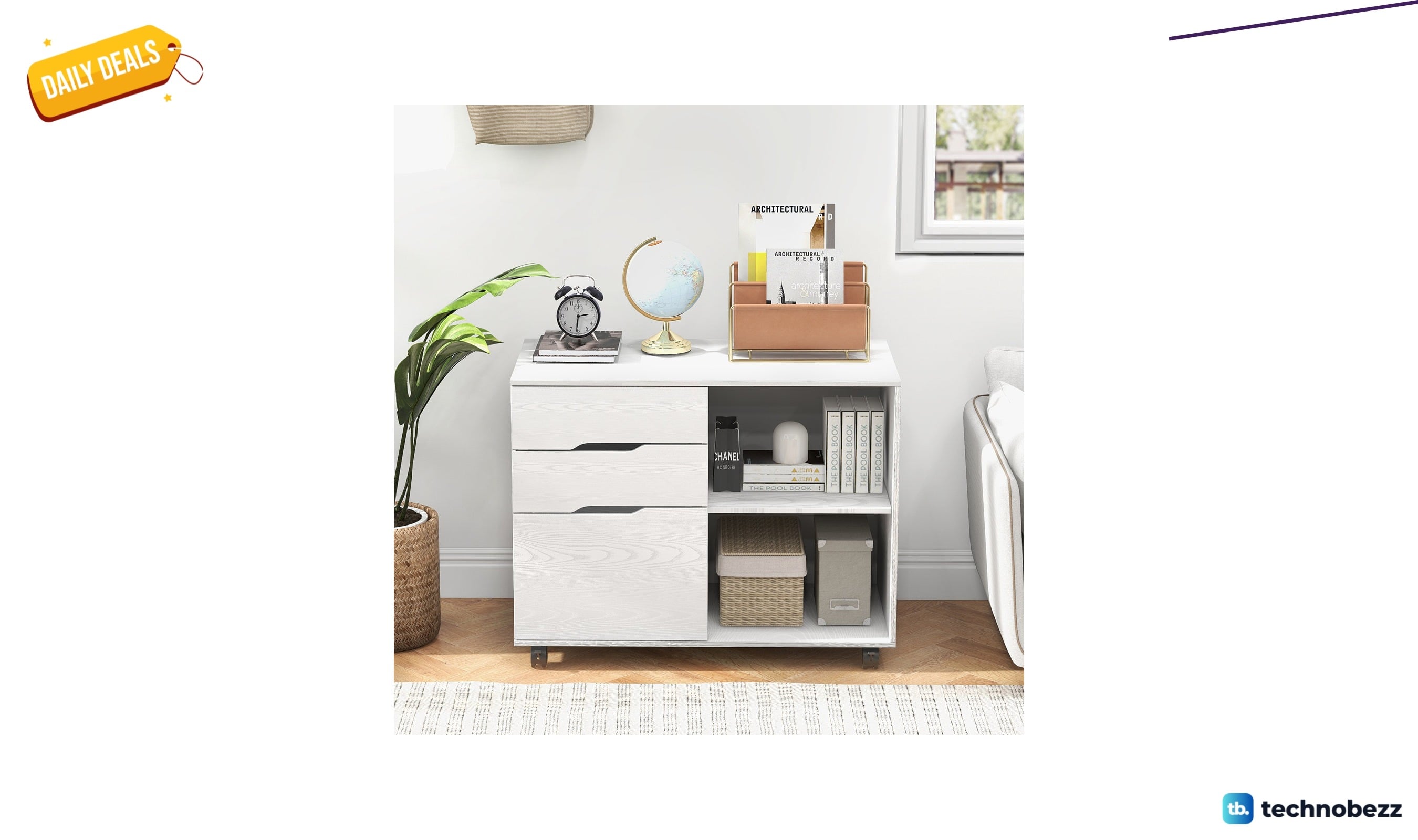Hokku Designs Corwynn three-drawer mobile lateral file cabinet for $71.99 at Wayfair