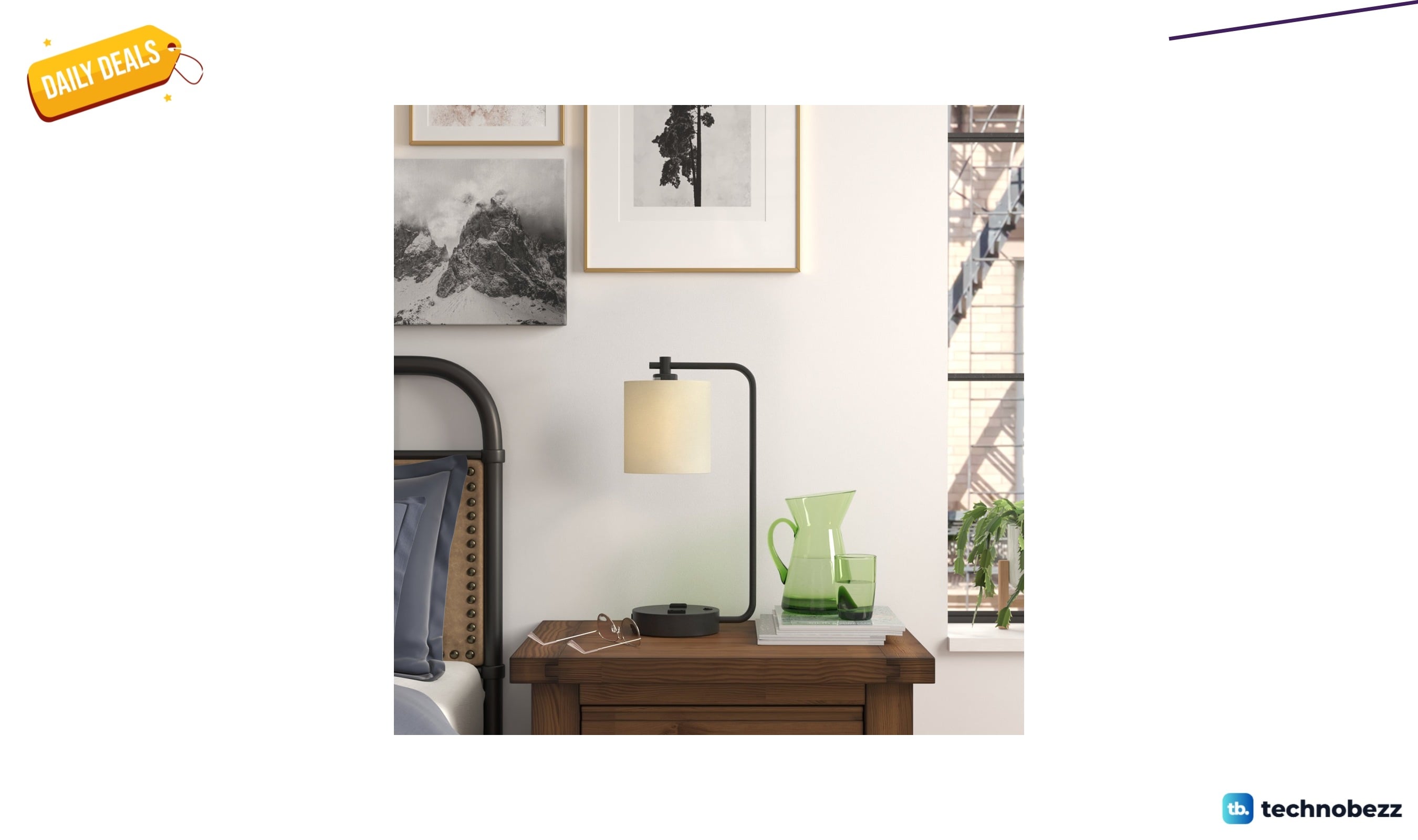 Steelside Crewe table lamp with USB and AC outlet for $50.99 at Wayfair
