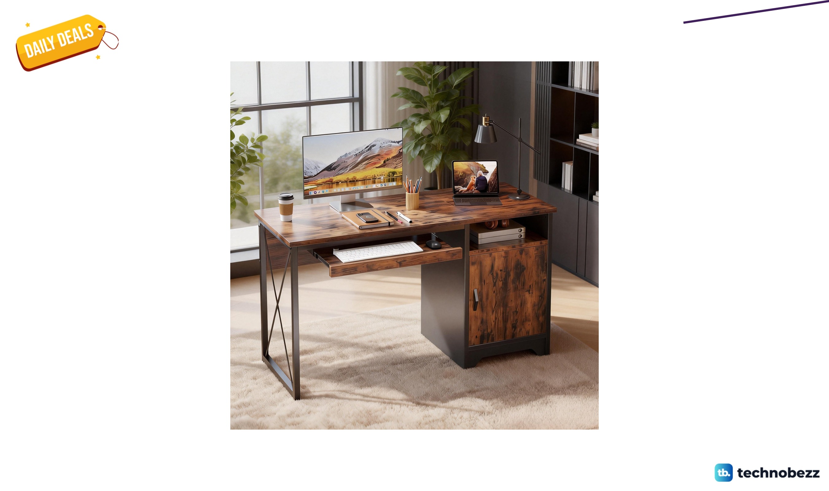17 Stories Daylon 48-inch desk with keyboard tray and filing drawer for $109.99 at Wayfair