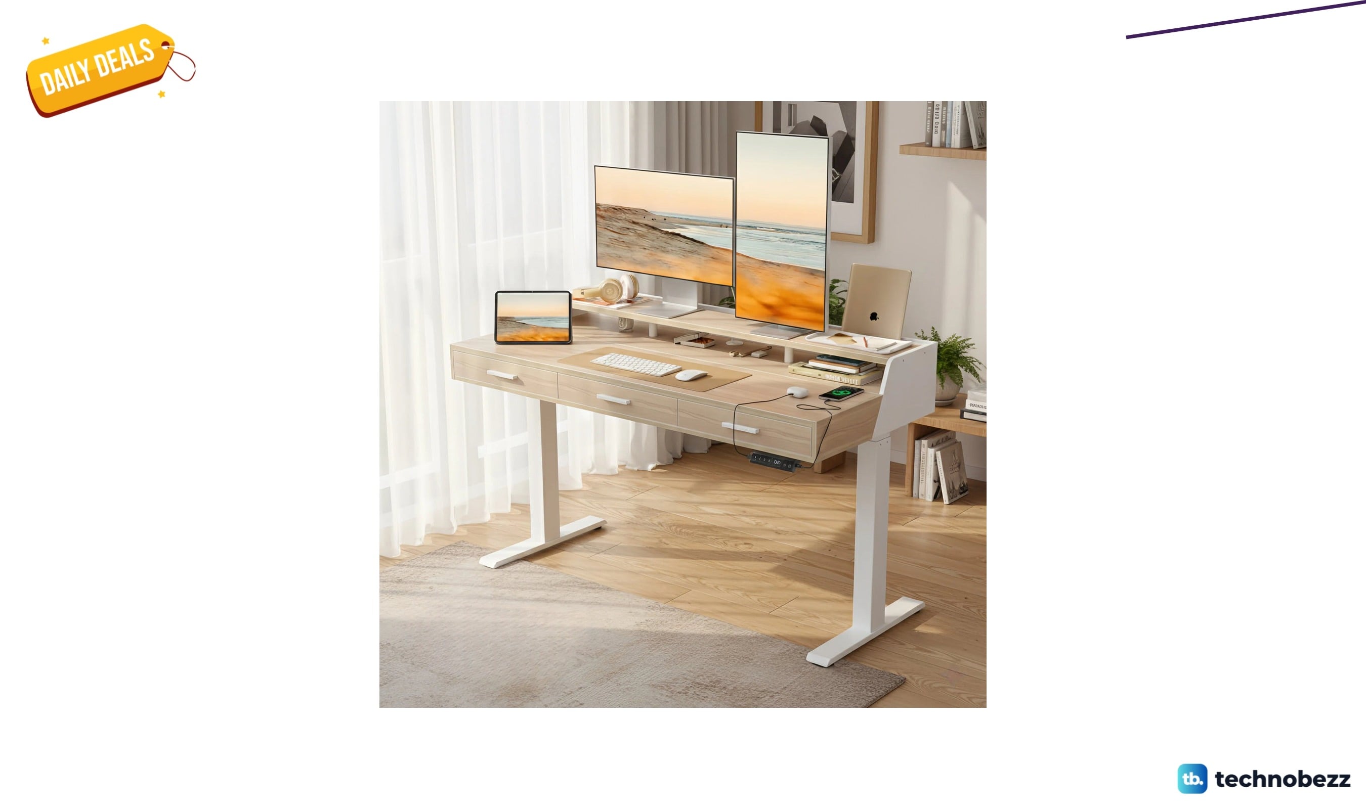 Inbox Zero electric standing desk with drawers for $294.99 at Wayfair