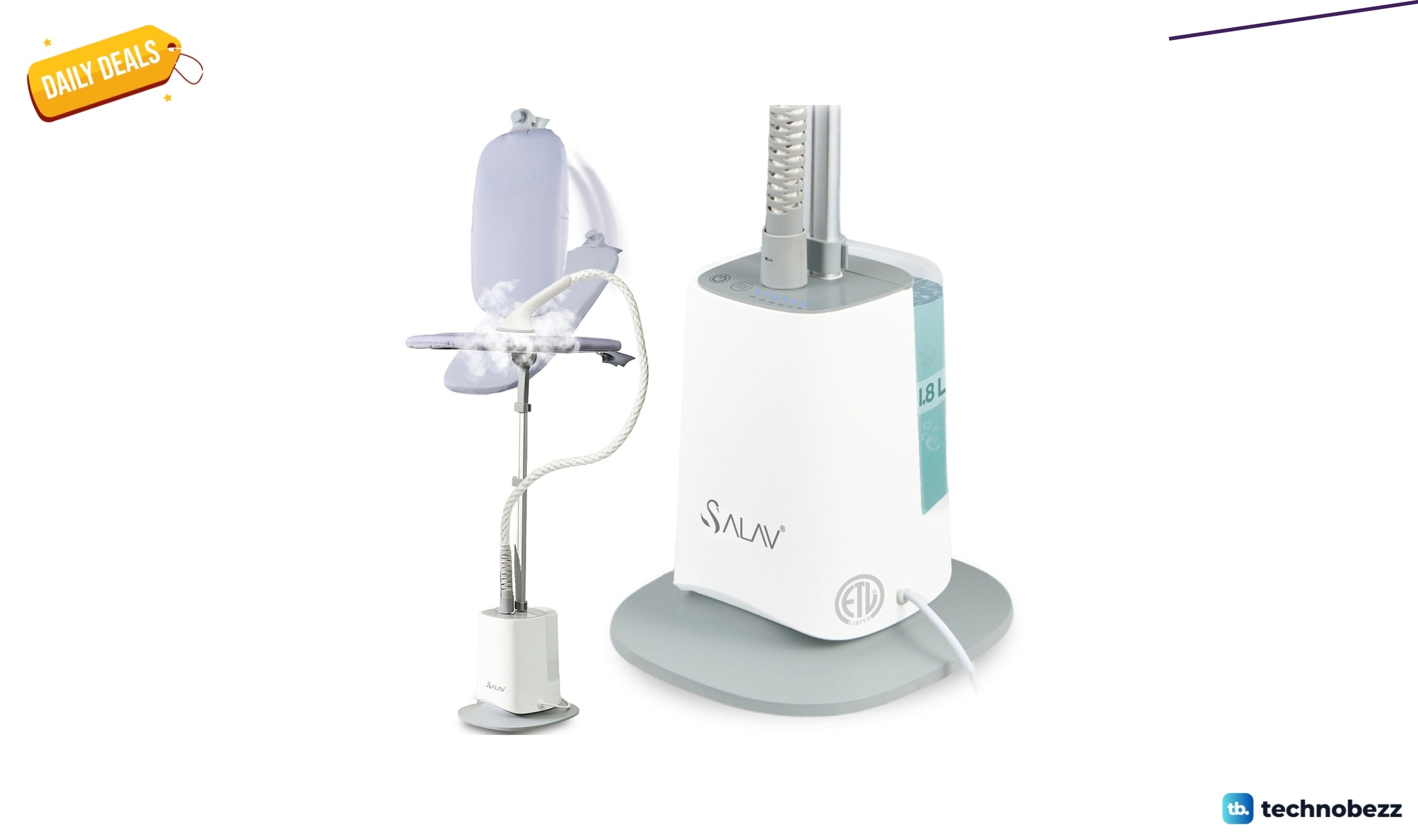 SALAV Complete standing garment steamer with pivoting ironing board for $109.99 at Wayfair
