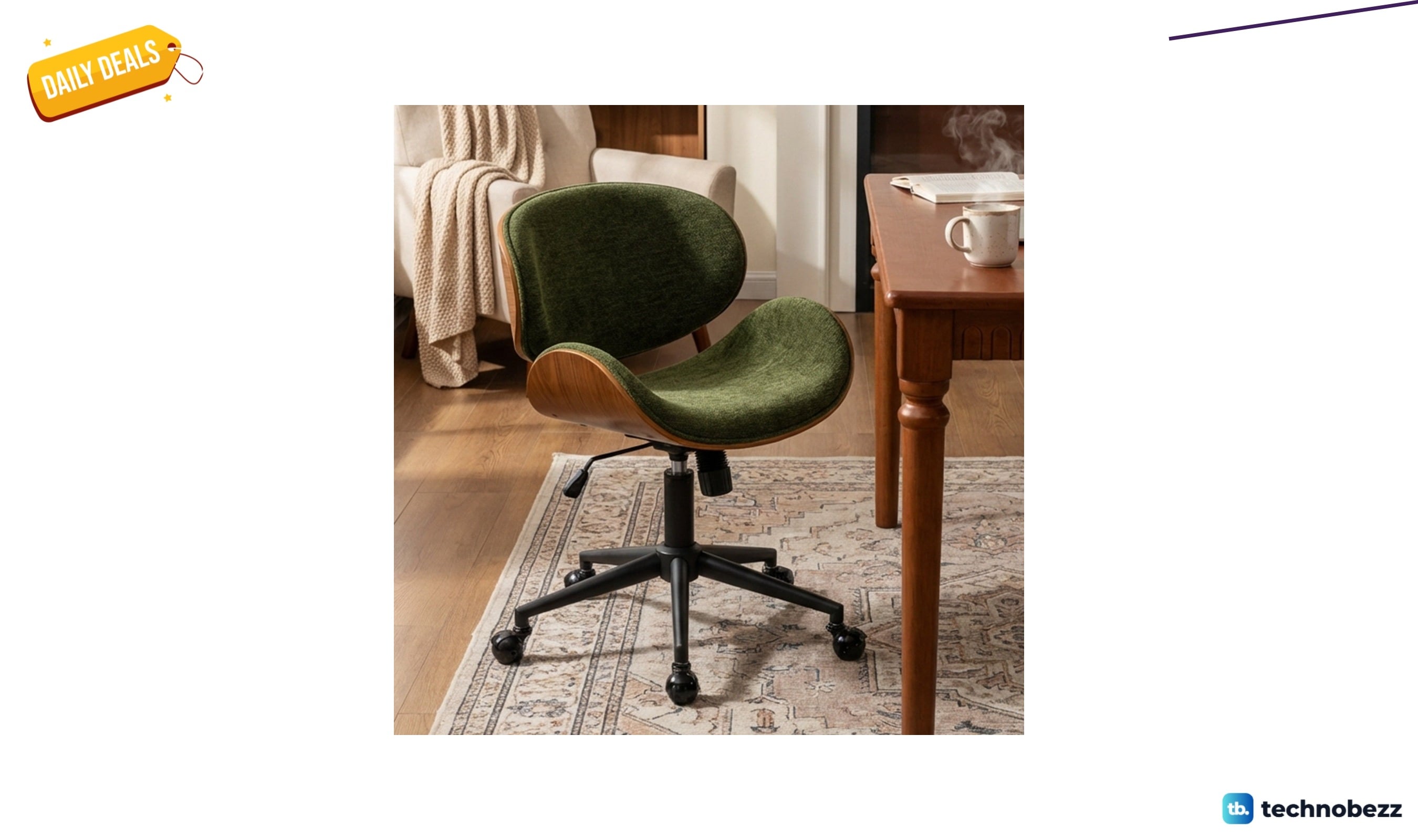 George Oliver chenille swivel office chair with bentwood trim for $164.99 at Wayfair