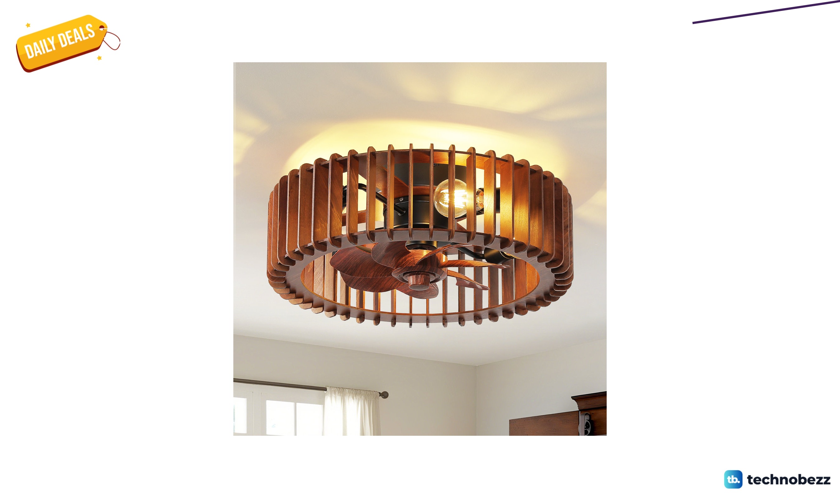 Millwood Pines 20-inch flush mount caged ceiling fan with lights and remote for $135.99 at Wayfair