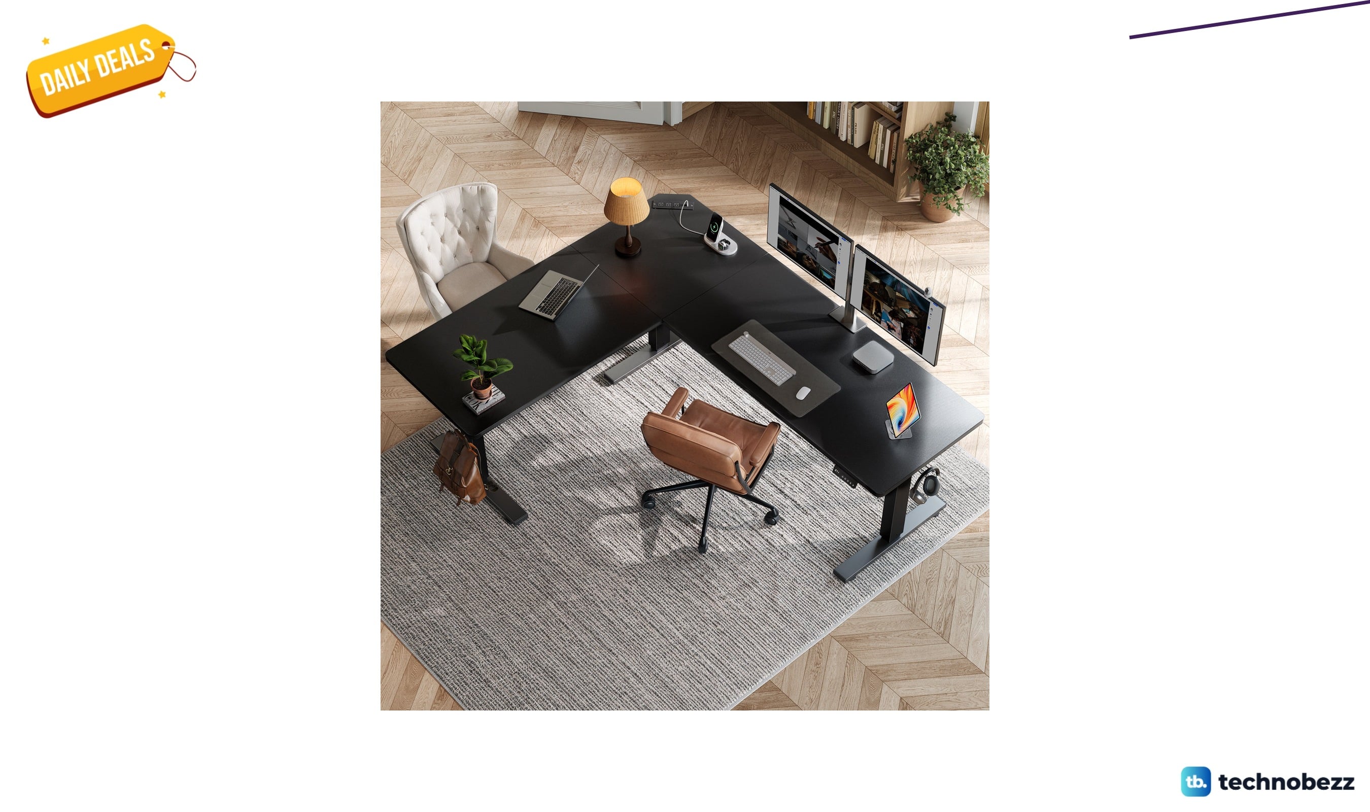 Inbox Zero L-shaped electric standing desk for $262.99 at Wayfair