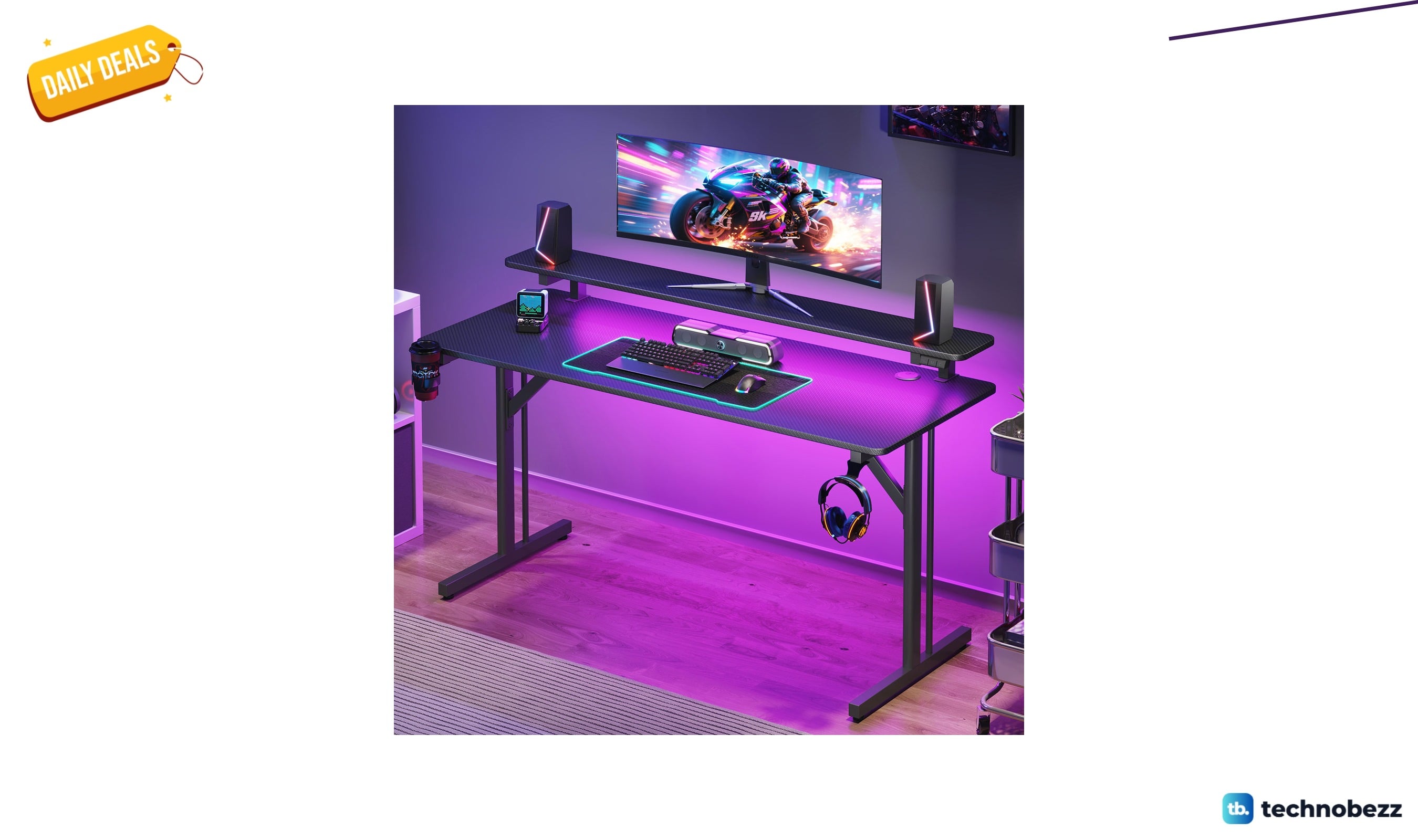 Inbox Zero gaming desk with monitor shelf for $85.99 at Wayfair