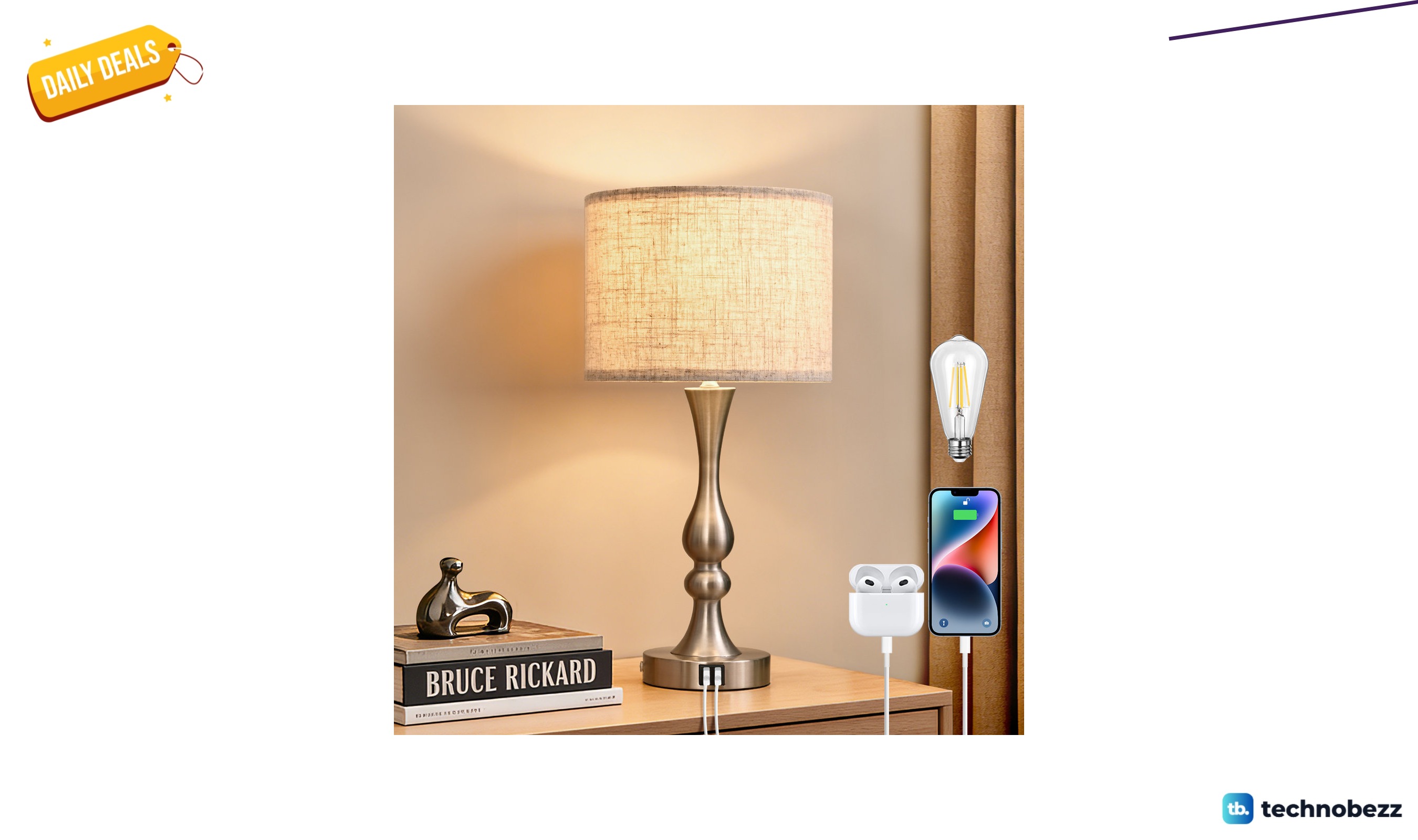 Three Posts Weber 20.7-inch table lamp with USB and touch control for $48.99 at Wayfair