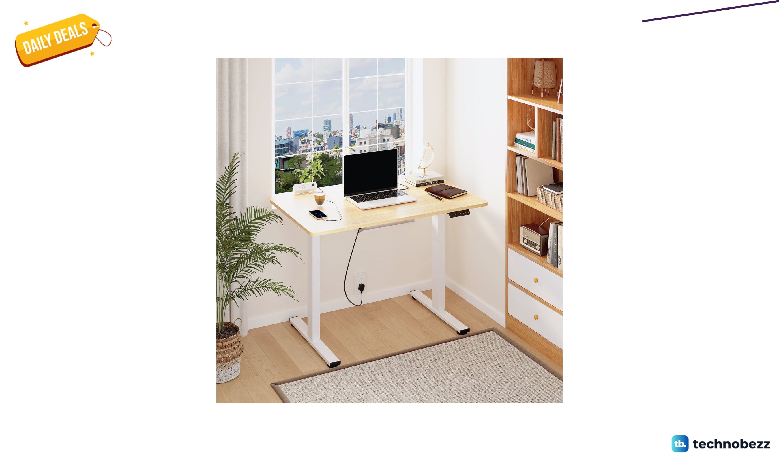 Inbox Zero standing desk with built-in power outlet for $210.00 at Wayfair