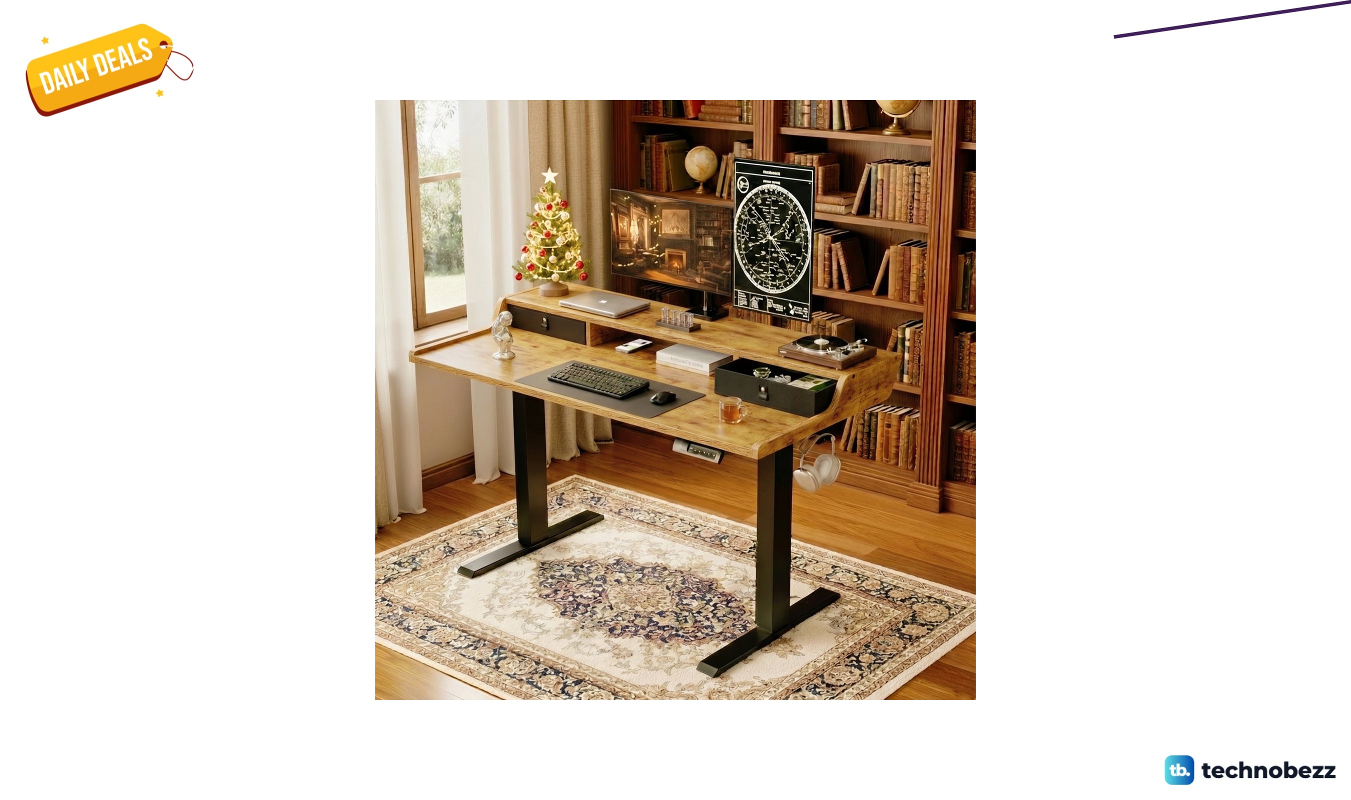 Inbox Zero Momoyo adjustable-height desk with drawers for $169.99 at Wayfair