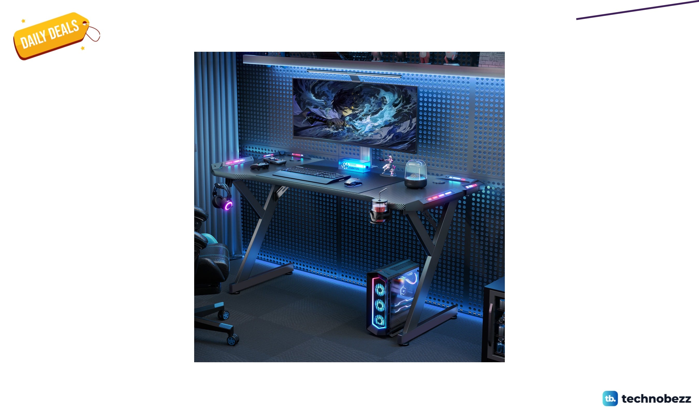 Wrought Studio Grell gaming desk with LED lights for $83.99 at Wayfair