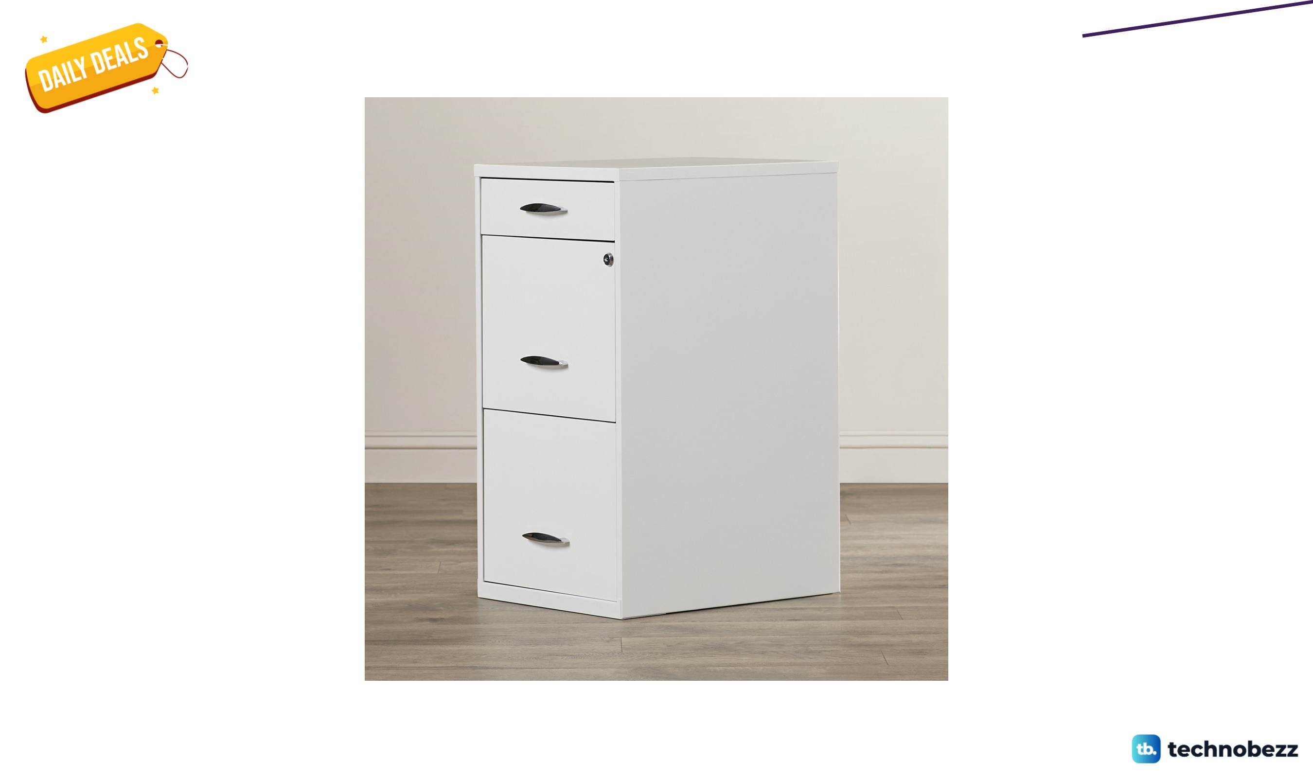Inbox Zero Bottomley steel three-drawer vertical filing cabinet for $112.99 at Wayfair