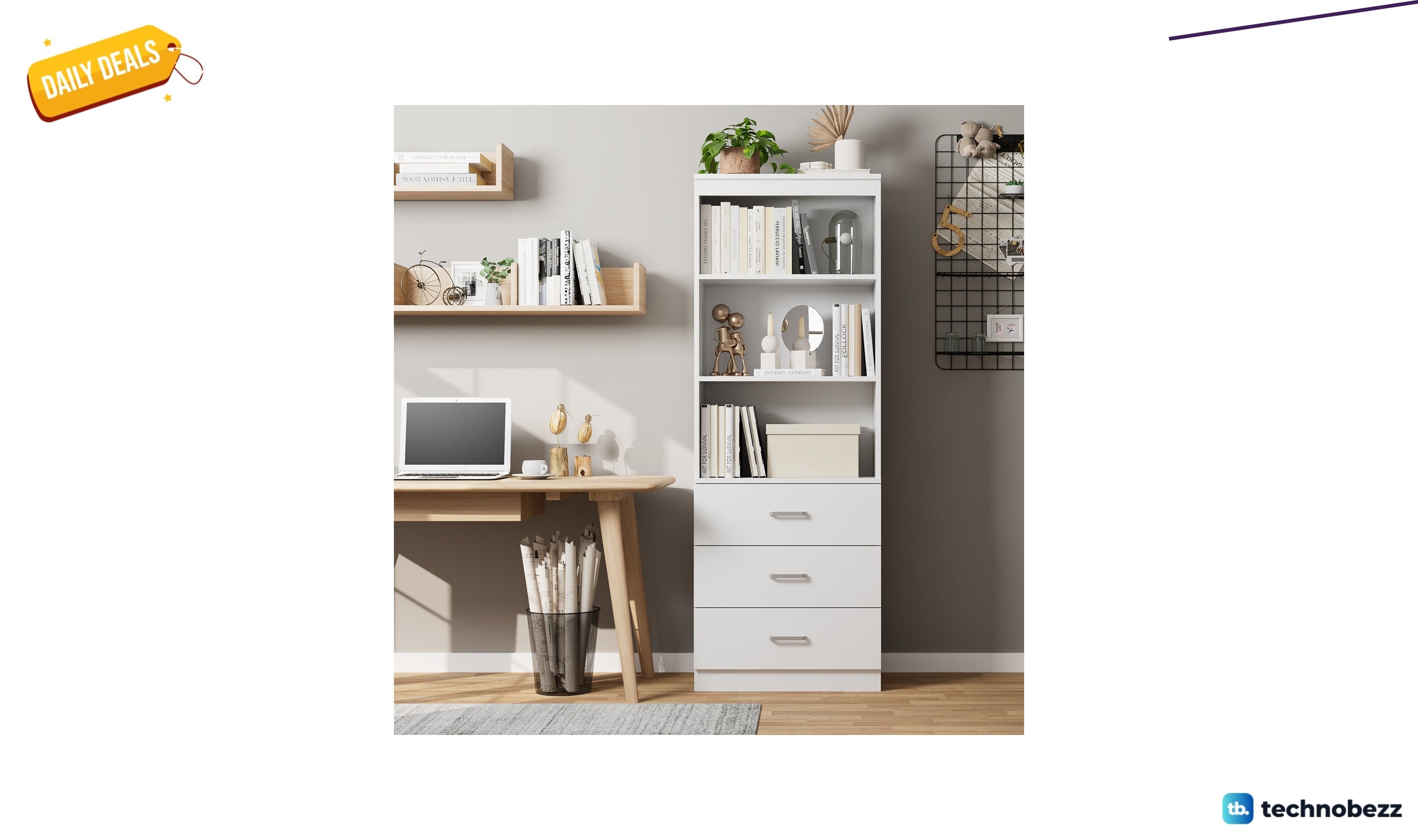 Inbox Zero Kahler bookcase with three drawers for $149.99 at Wayfair