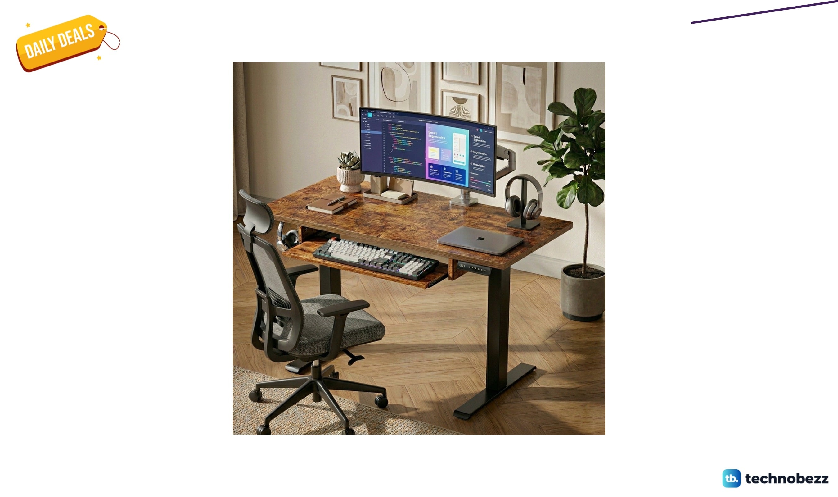 Inbox Zero Lilja electric standing desk with keyboard tray for $148.99 at Wayfair
