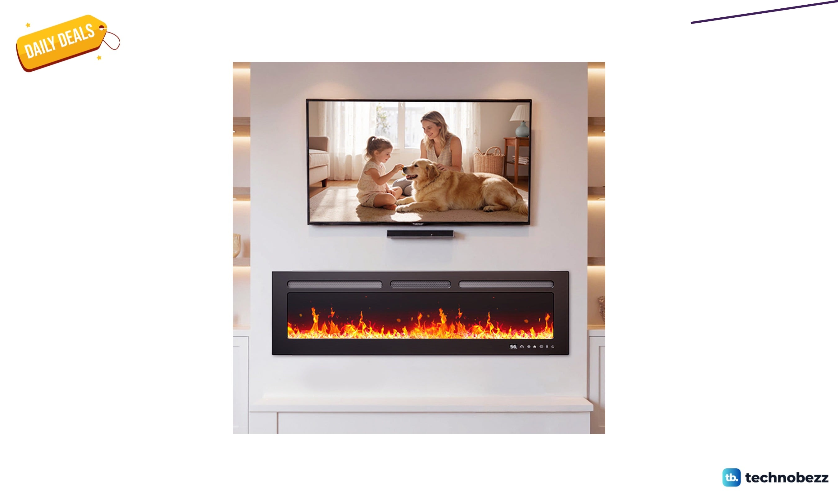 Rebrilliant Pahl 50-inch recessed wall-mounted electric fireplace with smart control for $197.99 at Wayfair