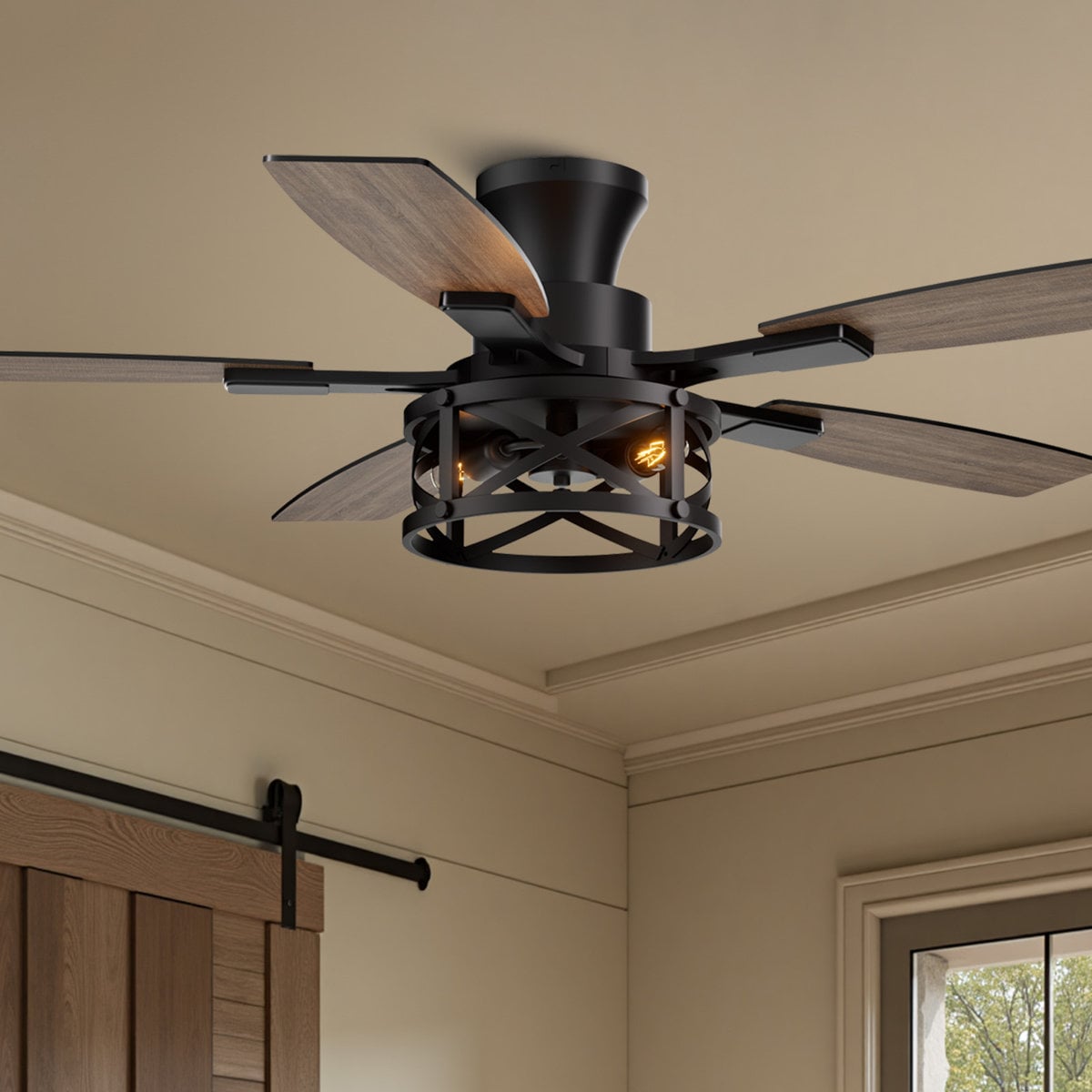 Ophelia & Co. 52-inch flush mount ceiling fan with lights and remote Black, 52"