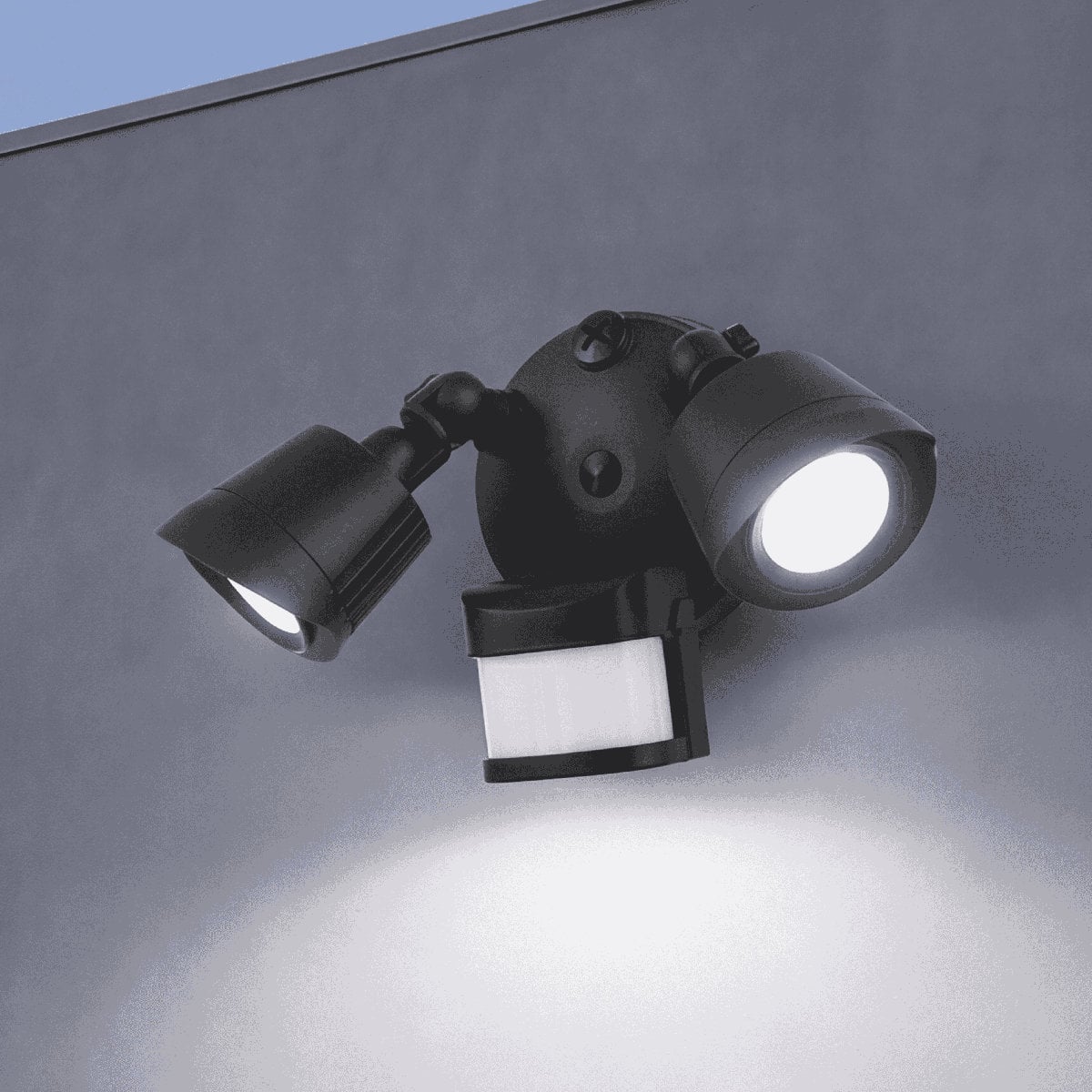 Savoy House two-head LED security flood light with motion sensor Black