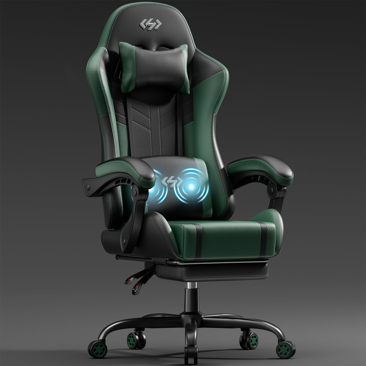 HLDIRECT gaming chair with pocket spring cushion Black/Green