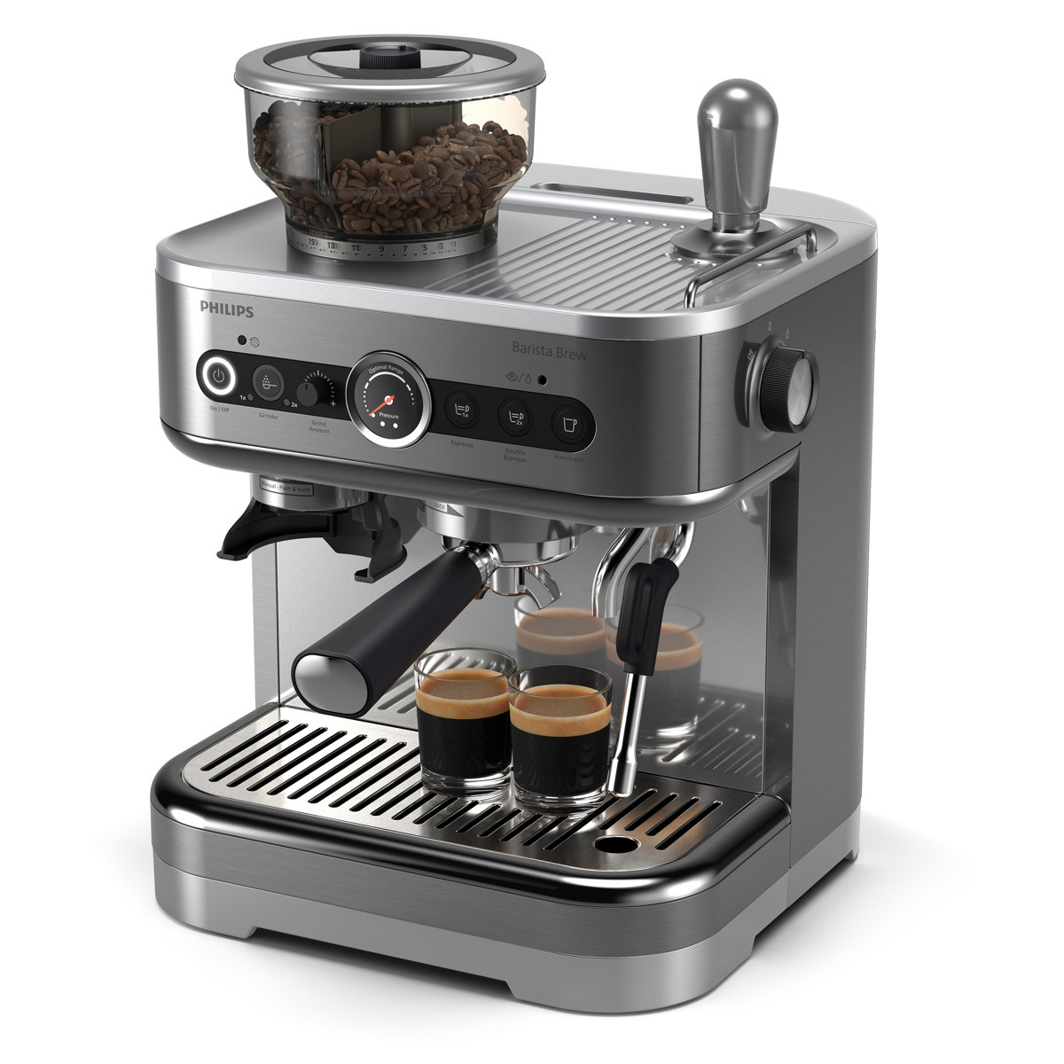 Philips Barista Brew semi-automatic espresso machine with dual bean container 