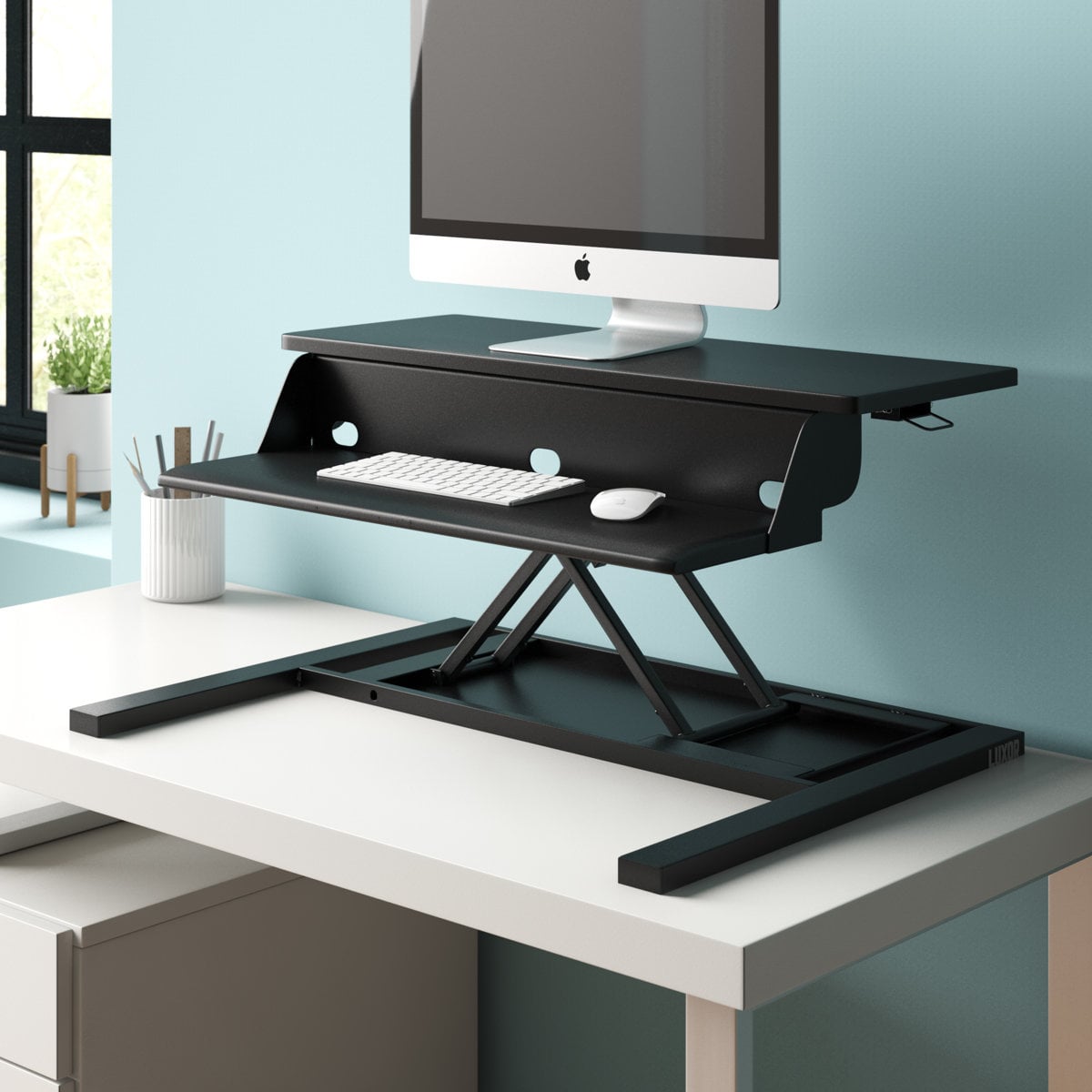 Symple Stuff West Wick height-adjustable standing desk converter Black/Black