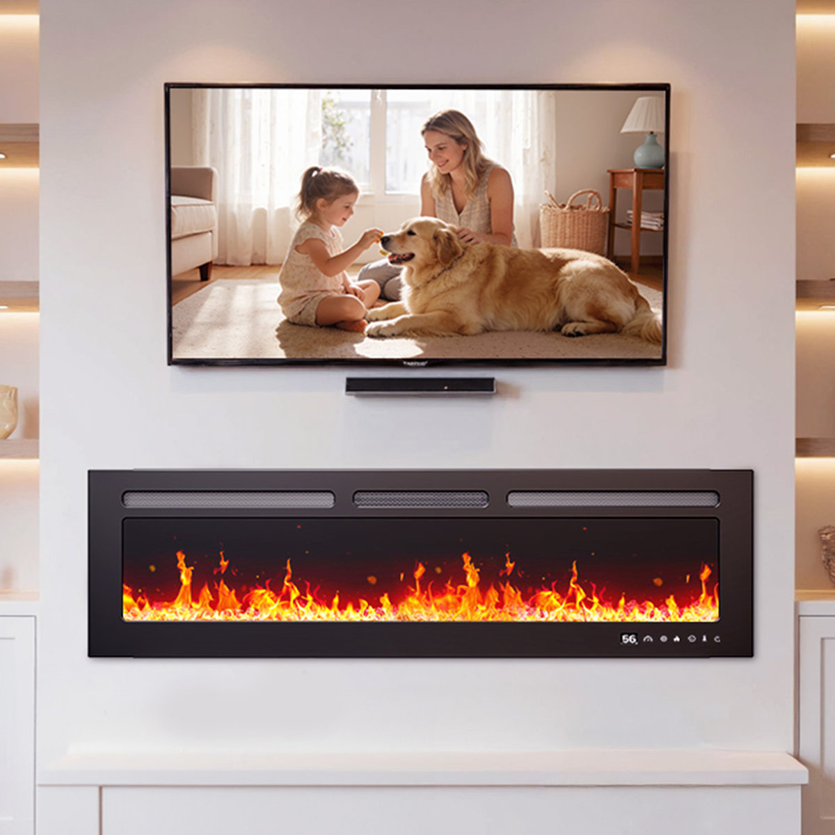 Rebrilliant Pahl 50-inch recessed wall-mounted electric fireplace with smart control 17'' H X 50'' W X 3.94'' D