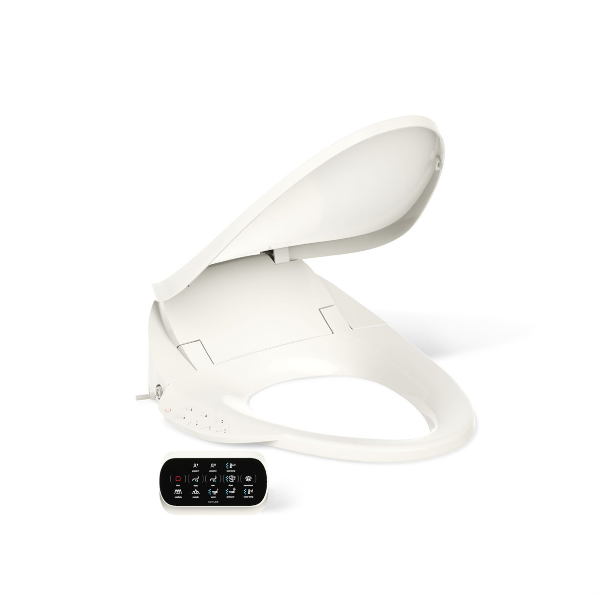 Kohler PureWash E750 elongated bidet toilet seat with remote Biscuit