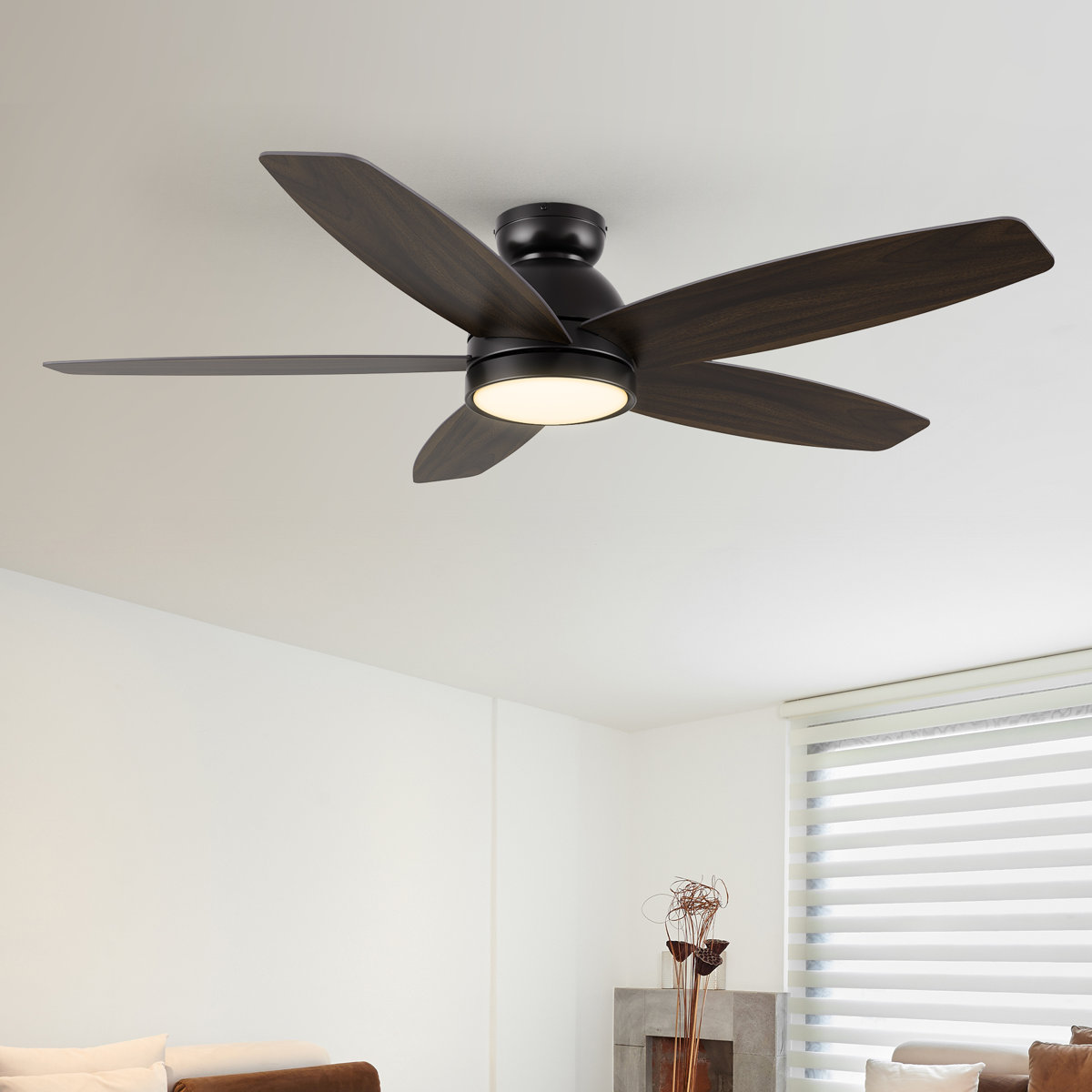CARRO 52-inch DC motor ceiling fan with LED light and remote Black, Dark Walnut/Gray Oak