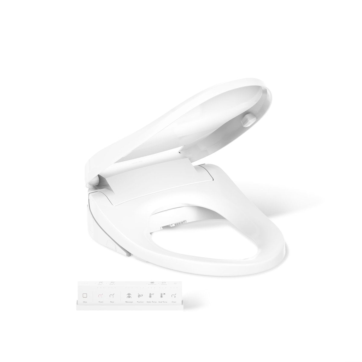 Kohler PureWash E820 elongated bidet toilet seat with remote White