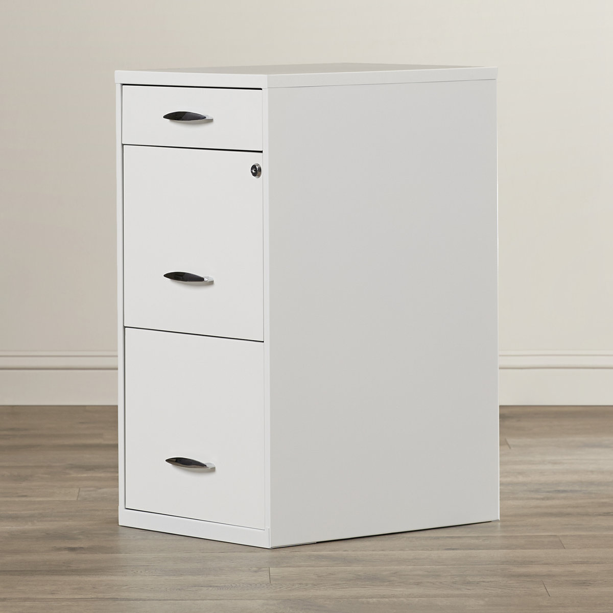 Inbox Zero Bottomley steel three-drawer vertical filing cabinet 