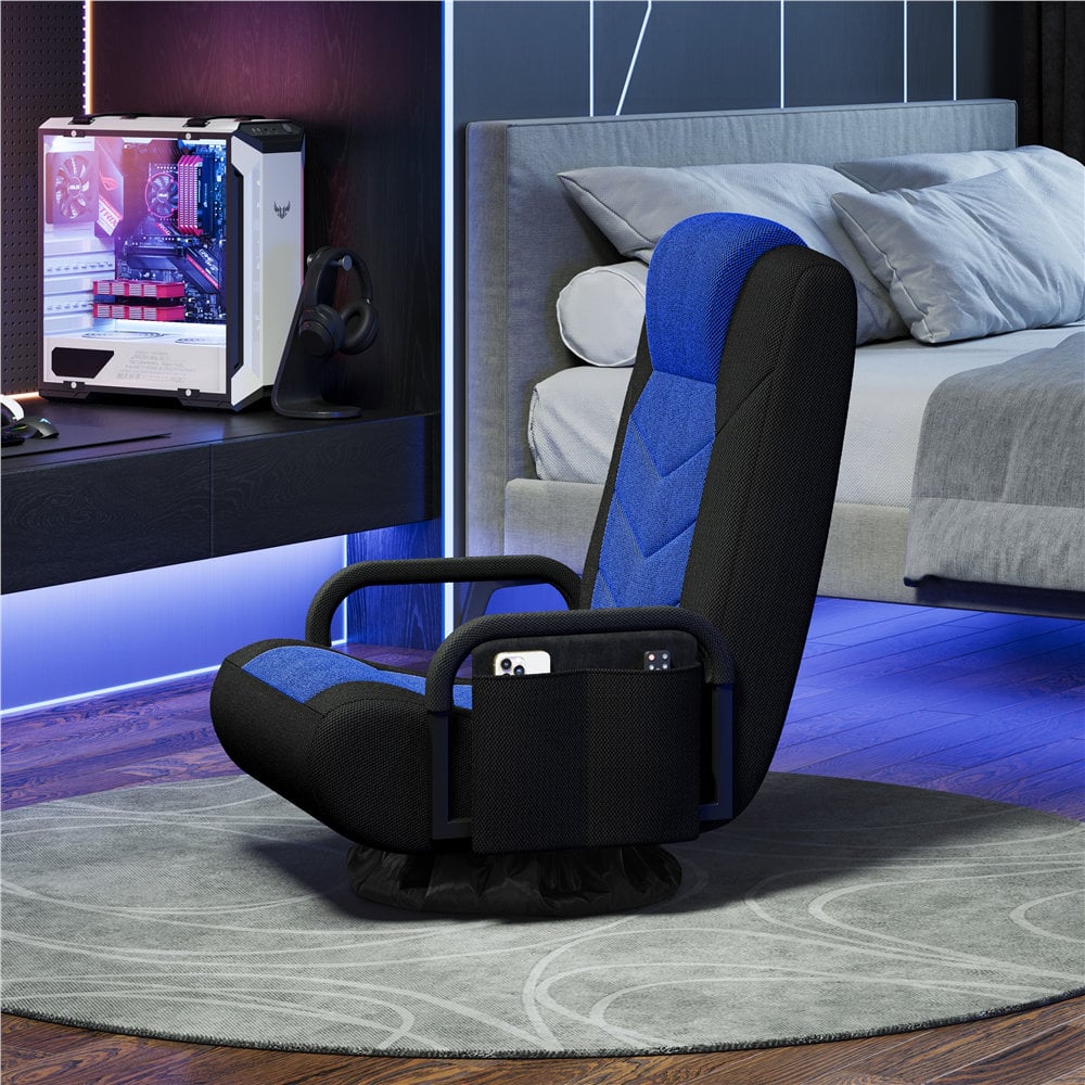 Yaheetech reclining floor gaming chair Black/Blue
