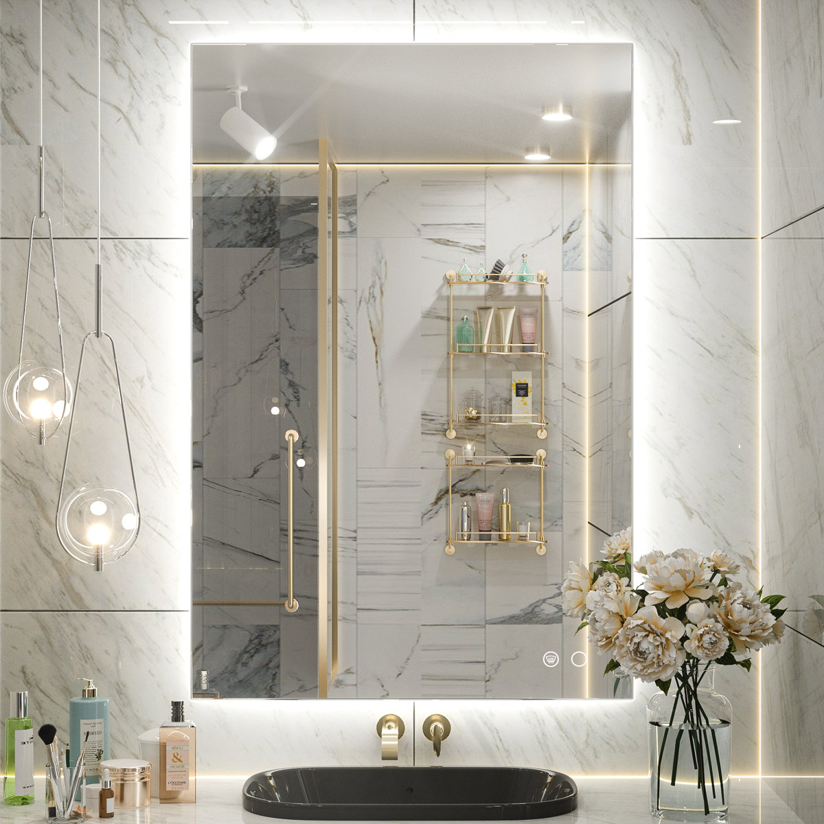 Orren Ellis Adorna dimmable backlit LED vanity mirror with anti-fog 24" x 36"
