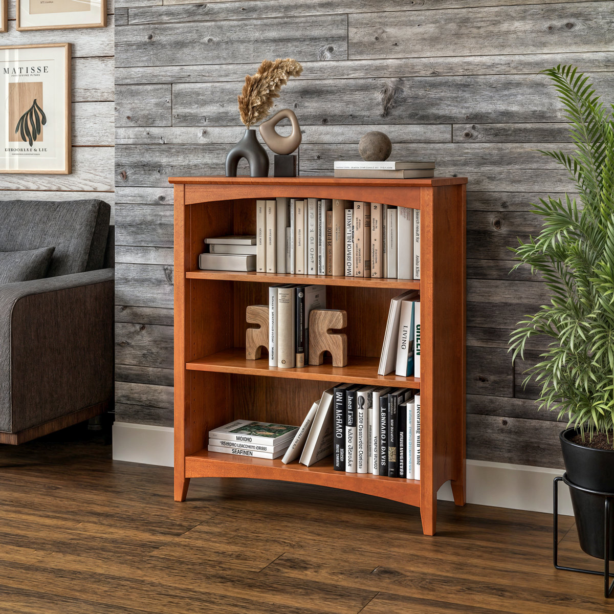 Winston Porter Colton bookcase (3 Shelves) 36" H x 30" W x 13"D, Cherry