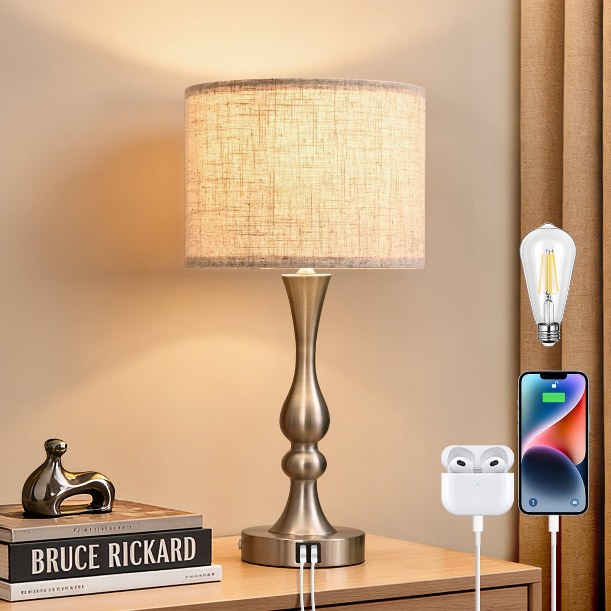 Three Posts Weber 20.7-inch table lamp with USB and touch control 