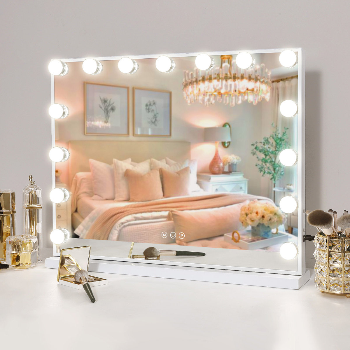 Ebern Designs Keuna rectangle LED metal mirror 