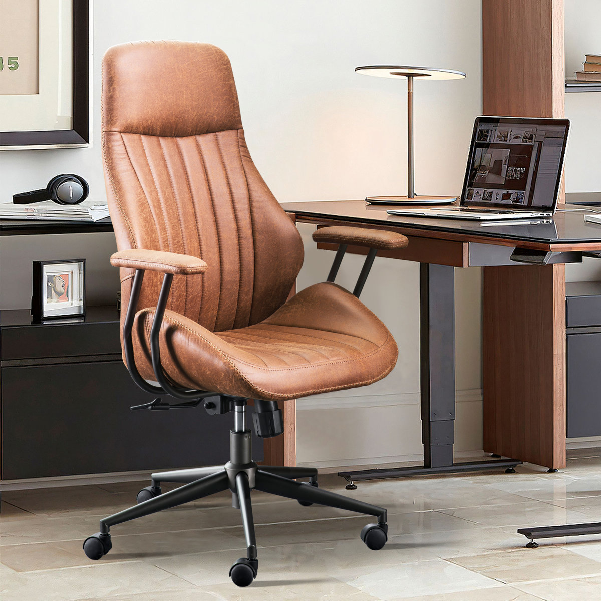 Williston Forge Albaugh high-back office chair Brown