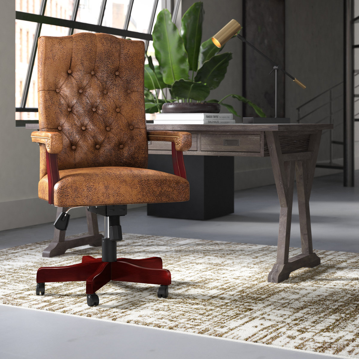 Flash Furniture high-back tufted executive chair Bomber Brown Ultra-Suede