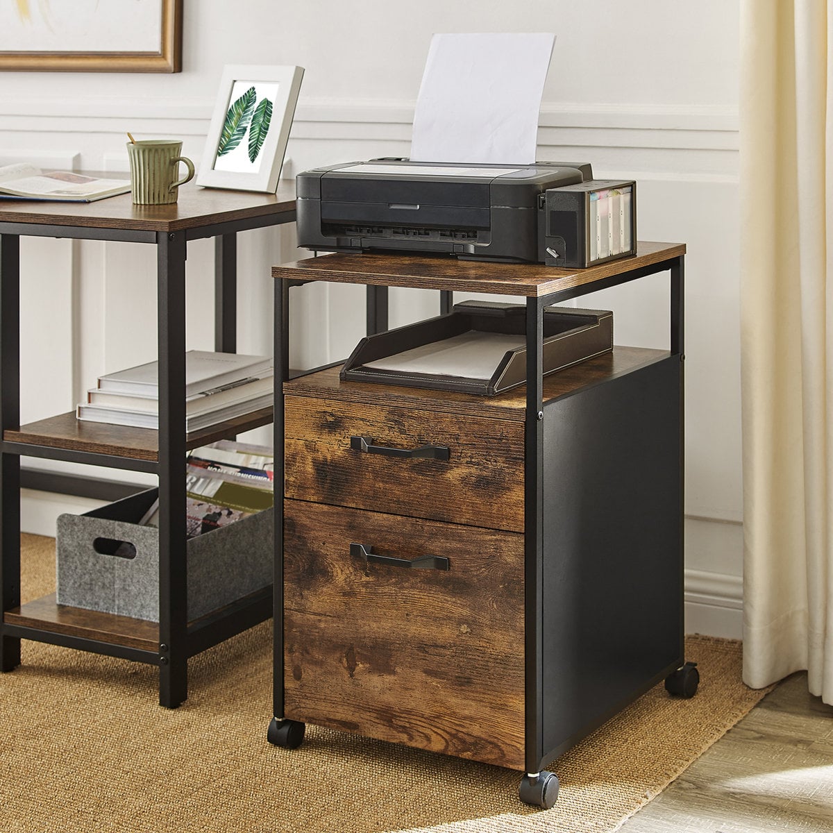 Loon Peak Turgeon two-drawer lockable mobile file cabinet Brown/Black